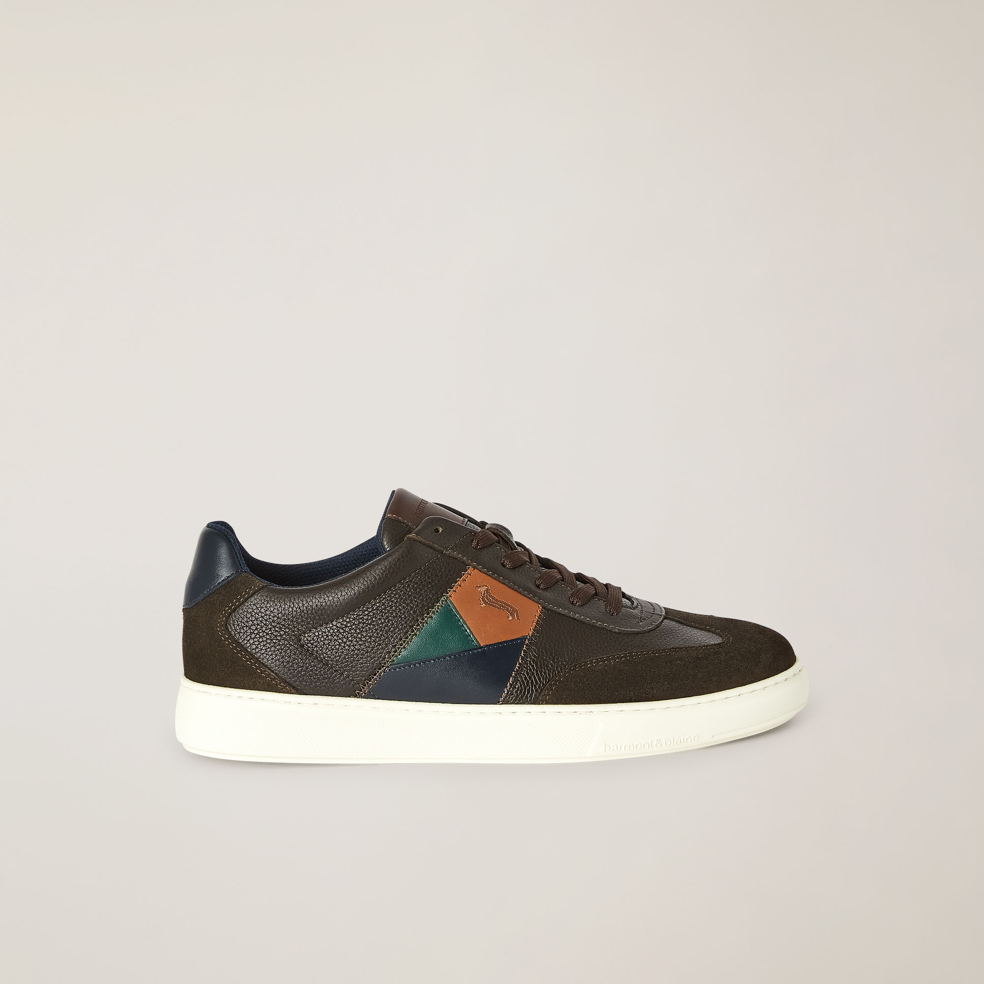 Grained Leather And Suede Sneakers, Brown, large image number 0