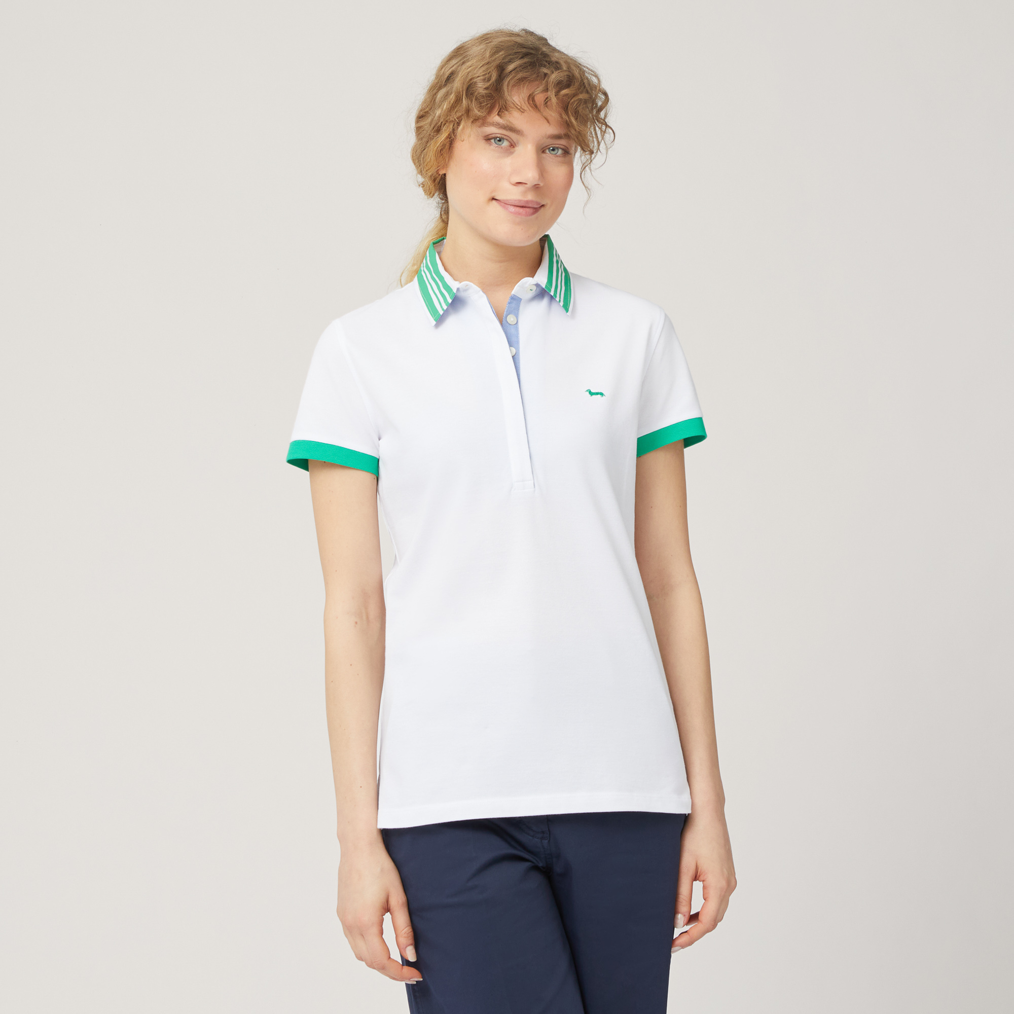 Vietri Polo Shirt with Printed Collar, White, large image number 0
