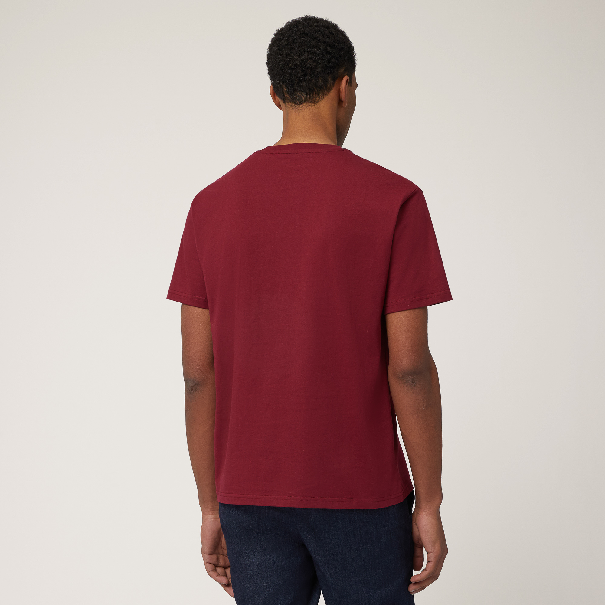 Cotton Relaxed Fit T-Shirt, Burgundy, large image number 1