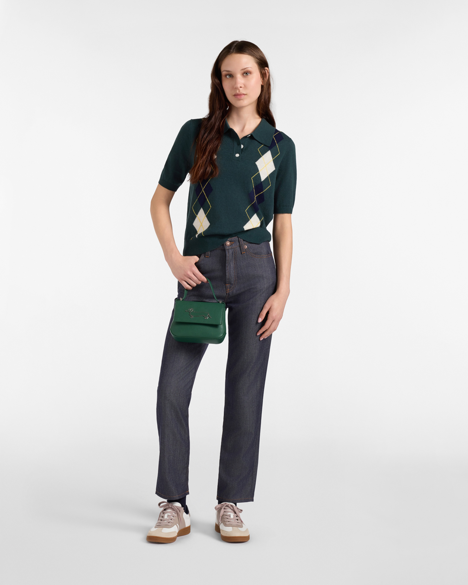 TWO-TONE ARGYLE DIAMOND POLO SHIRT, GREEN, large image number 3