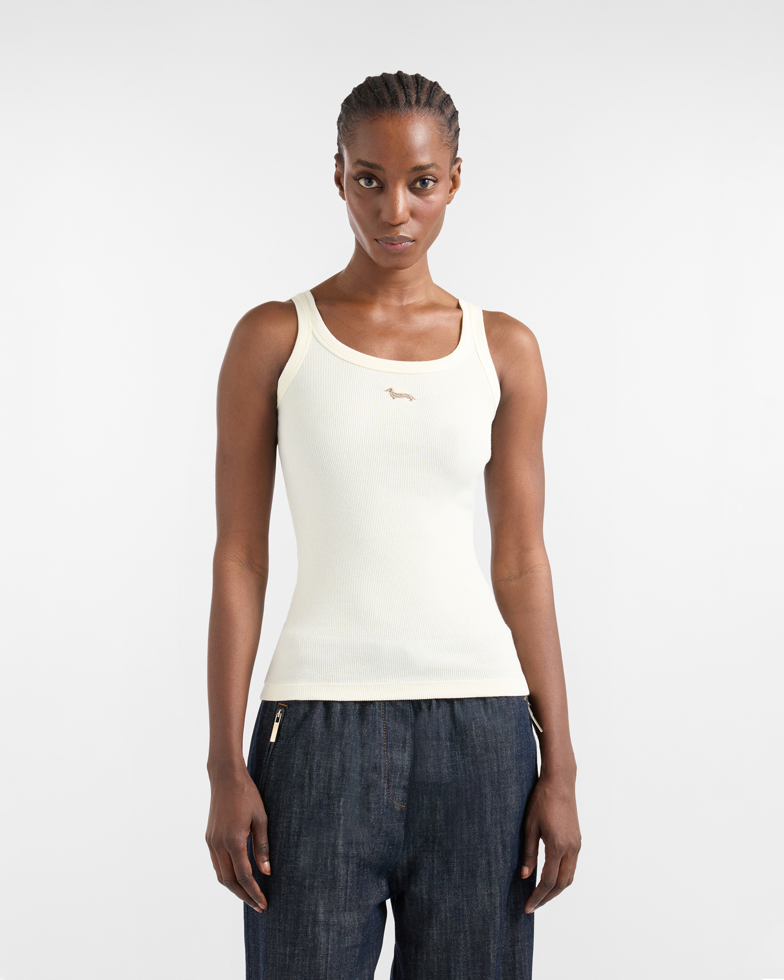 Canotta in Costina, Donna, Beige, Taglia: XXS