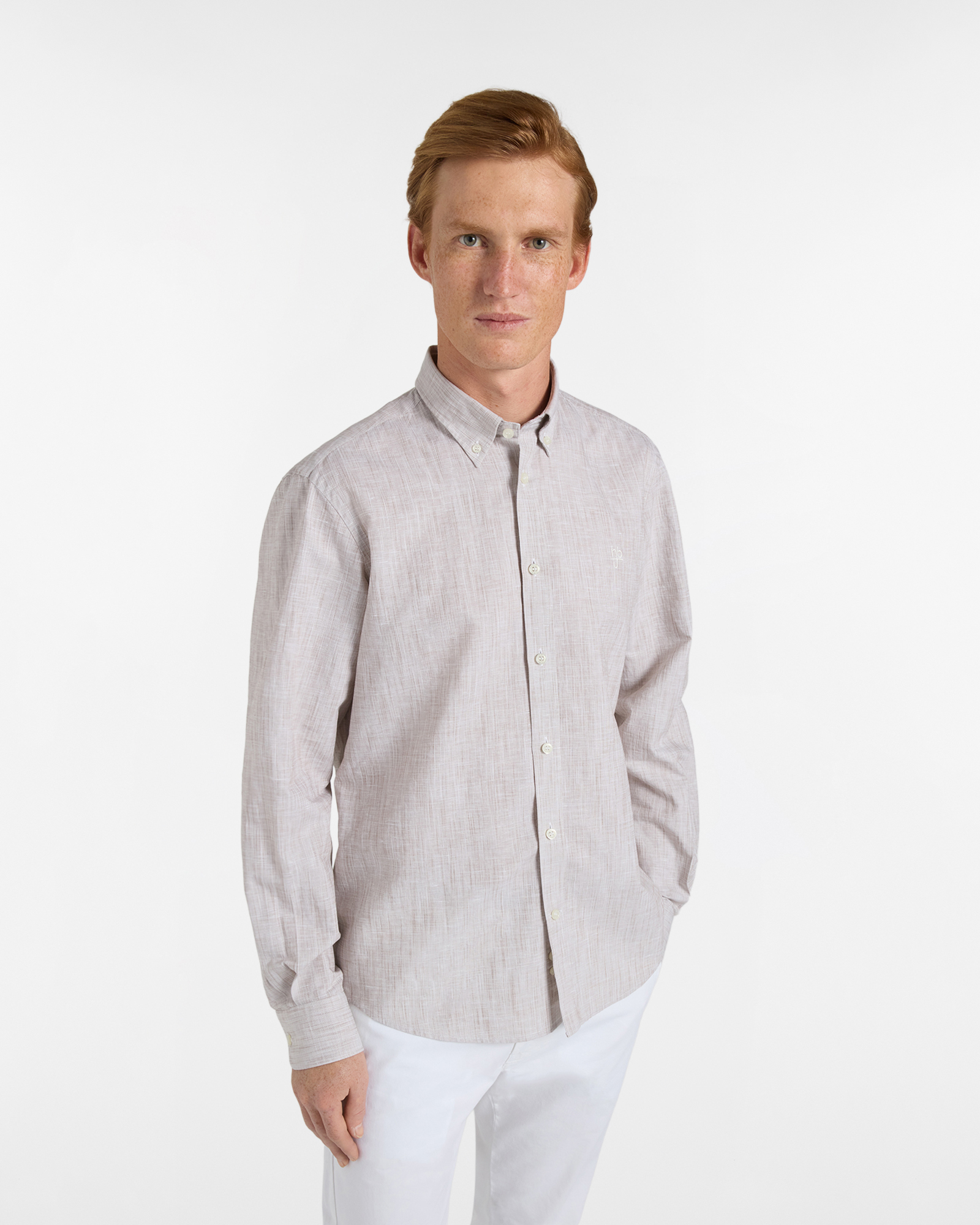 Camicia Uomo Misto Lino Regular Fit