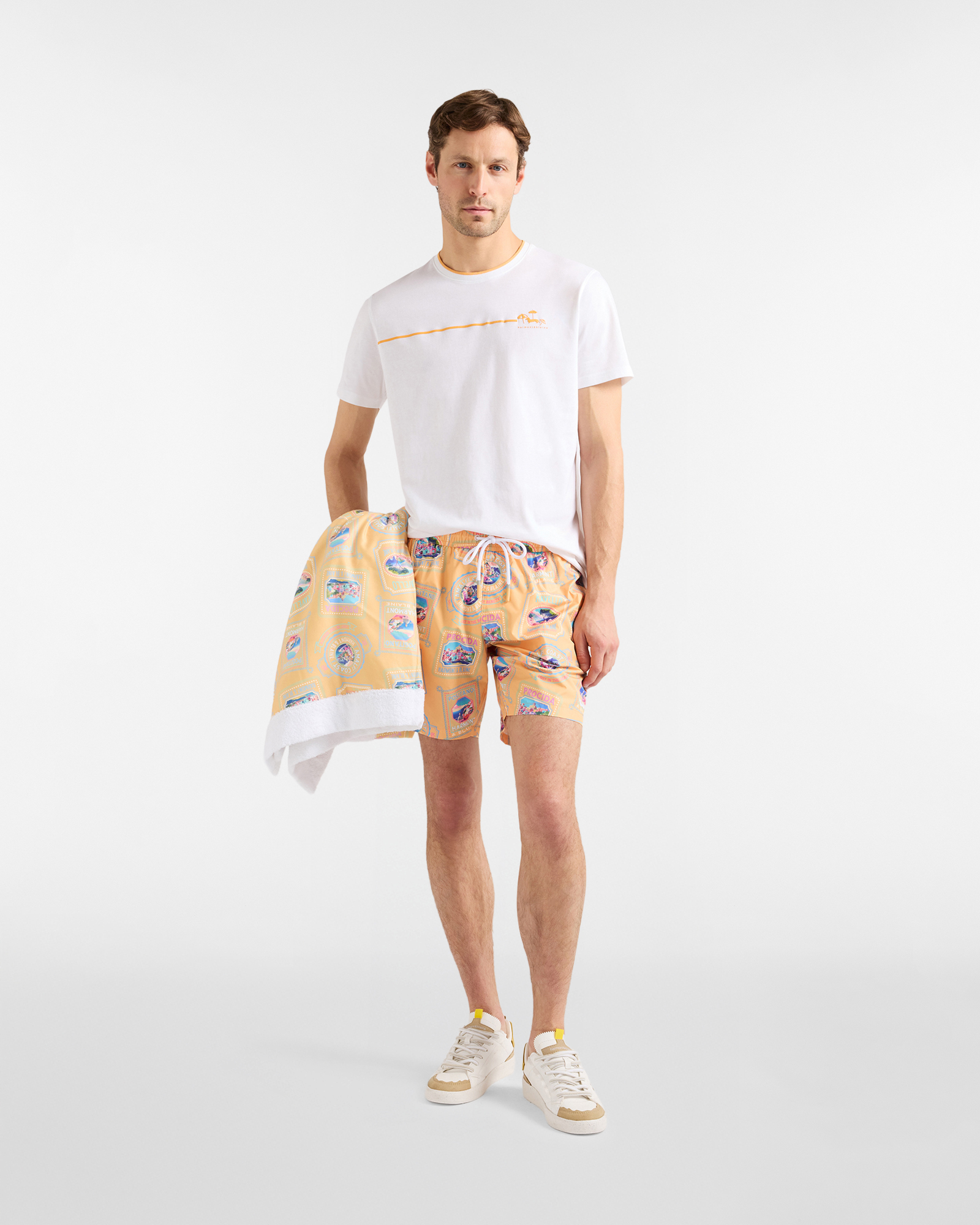 Men's T-shirt with a sea theme print, Orange, large image number 3