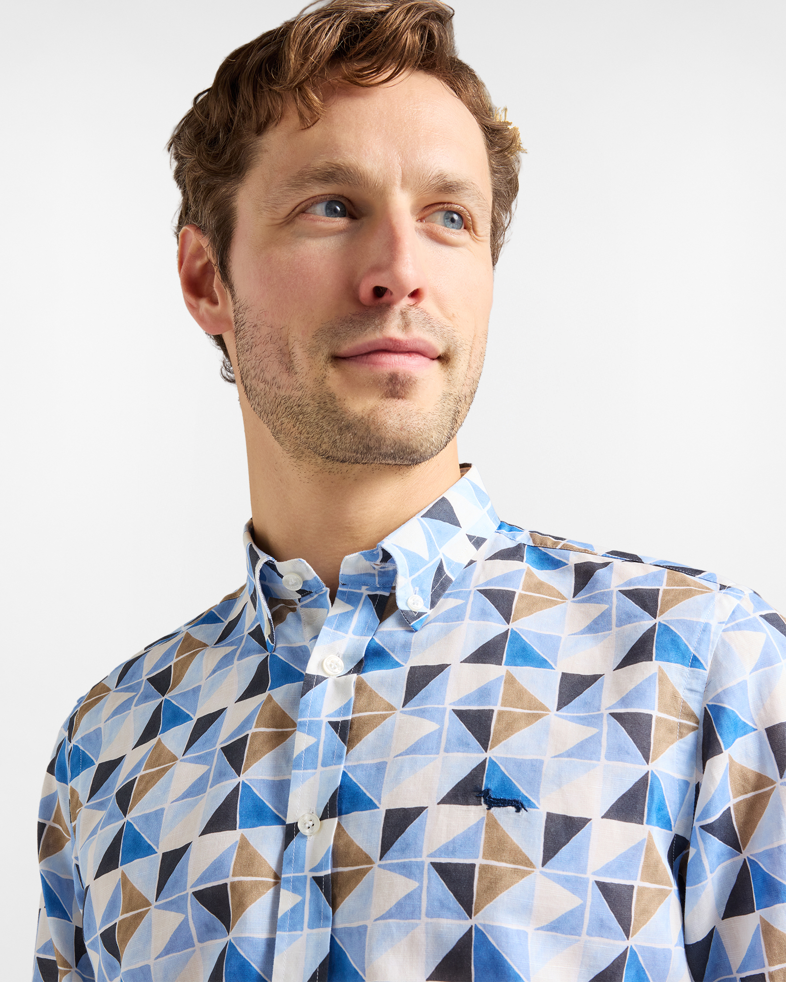 Camisa estampada regular fit, Celeste, large image number 1