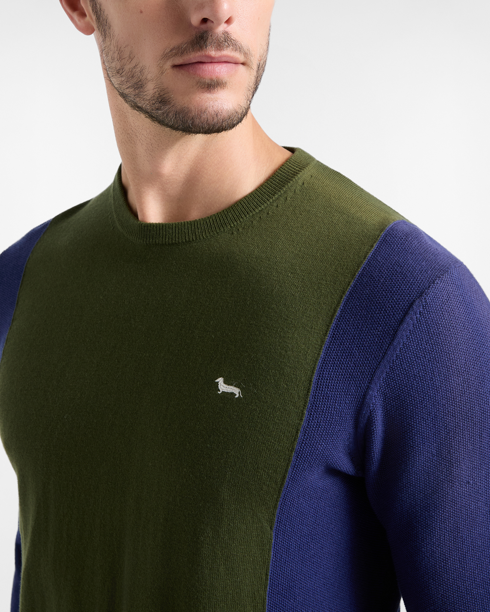 Jersey Hombre en mezcla de lana y algod&oacute;n Regular Fit Made in Italy, VERDE DEPORTIVO, large