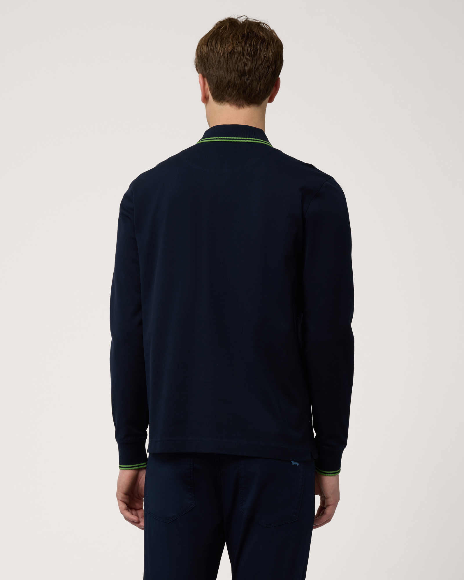 Long-Sleeved Cotton Polo Shirt