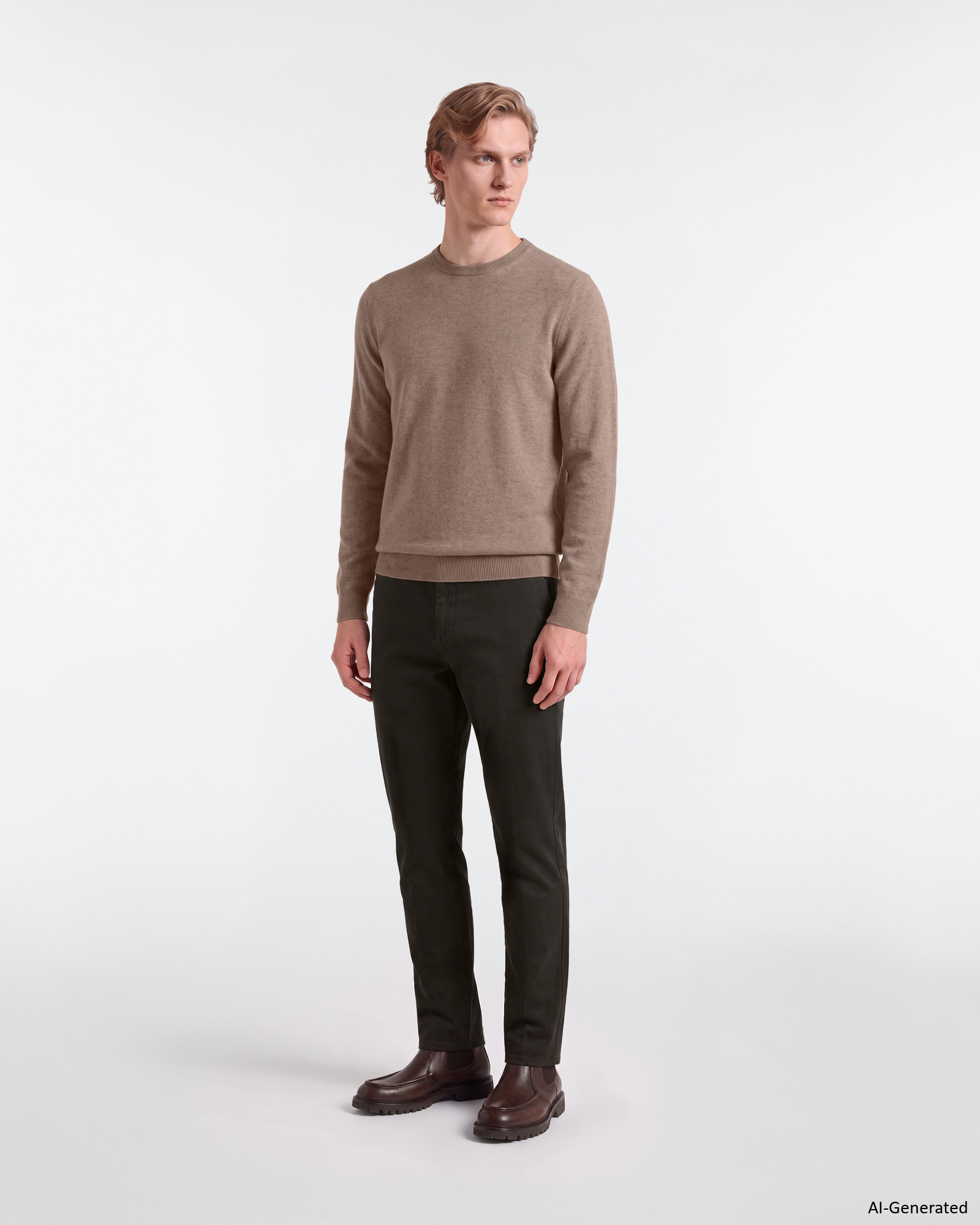 Pantalone Chino Uomo in cotone stretch Slim Fit, MARRONE SCURO, large