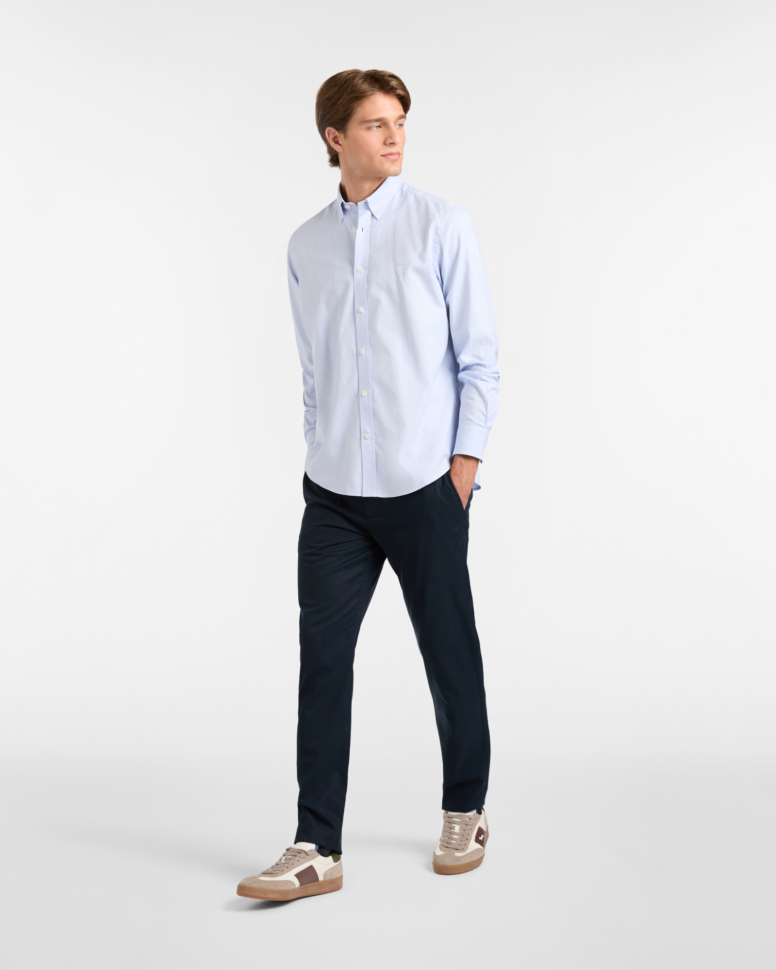 Chino Trousers in Gabardine, Navy Blue, large image number 3