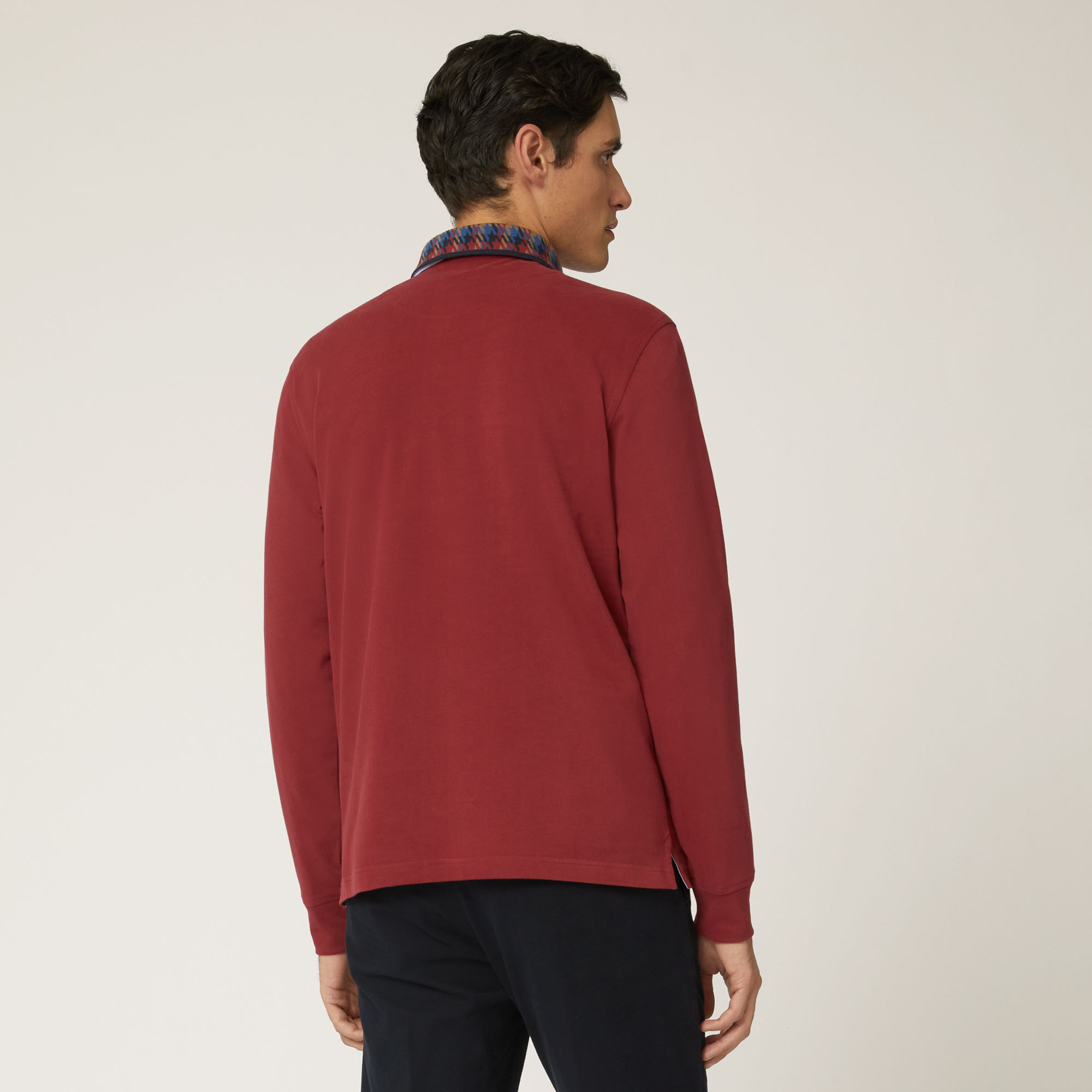 Vietri Long-Sleeved Polo Shirt With Contrasting Collar, Purple, large image number 1
