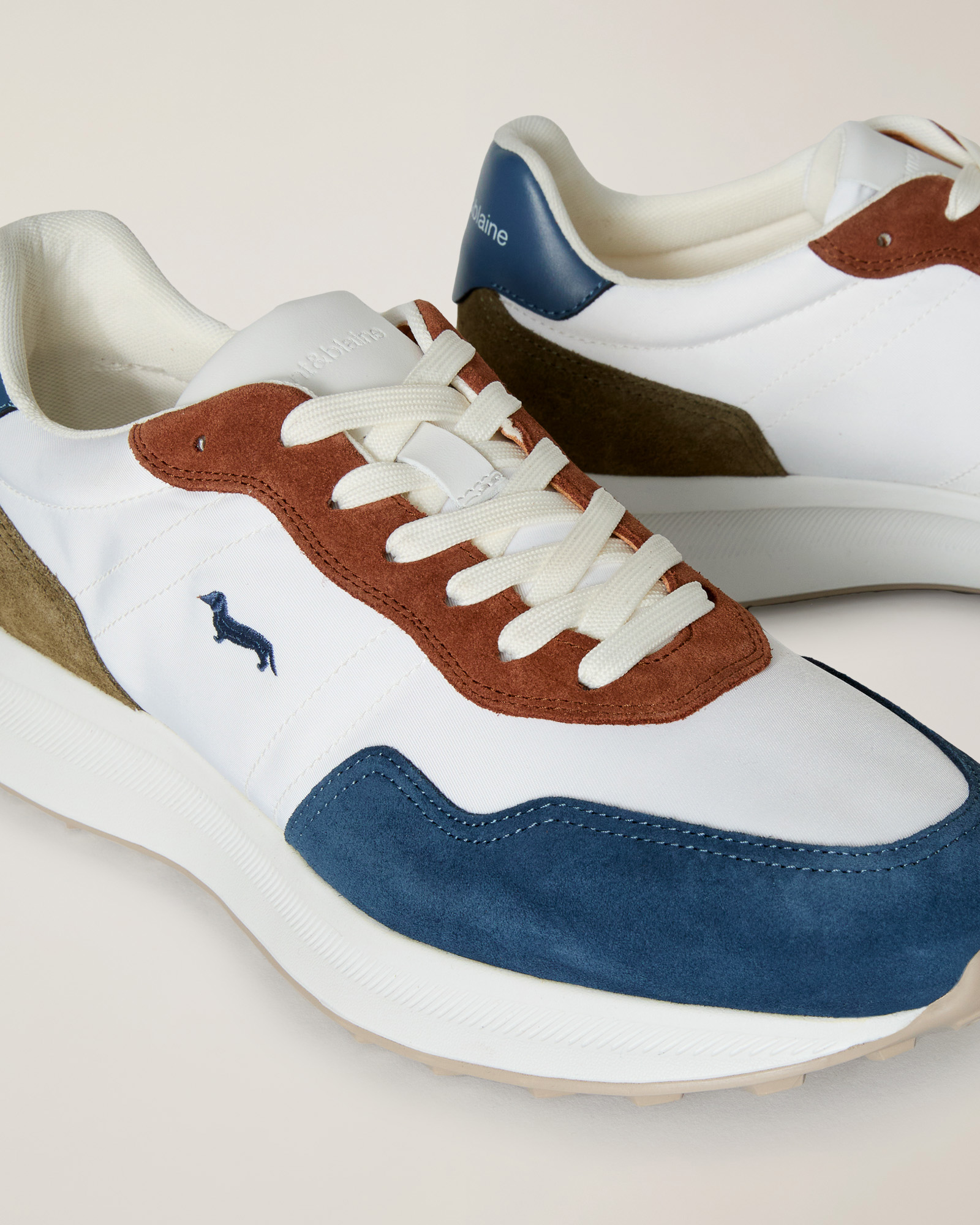 Sneaker with two-tone sole, Navy/Cream, large image number 3