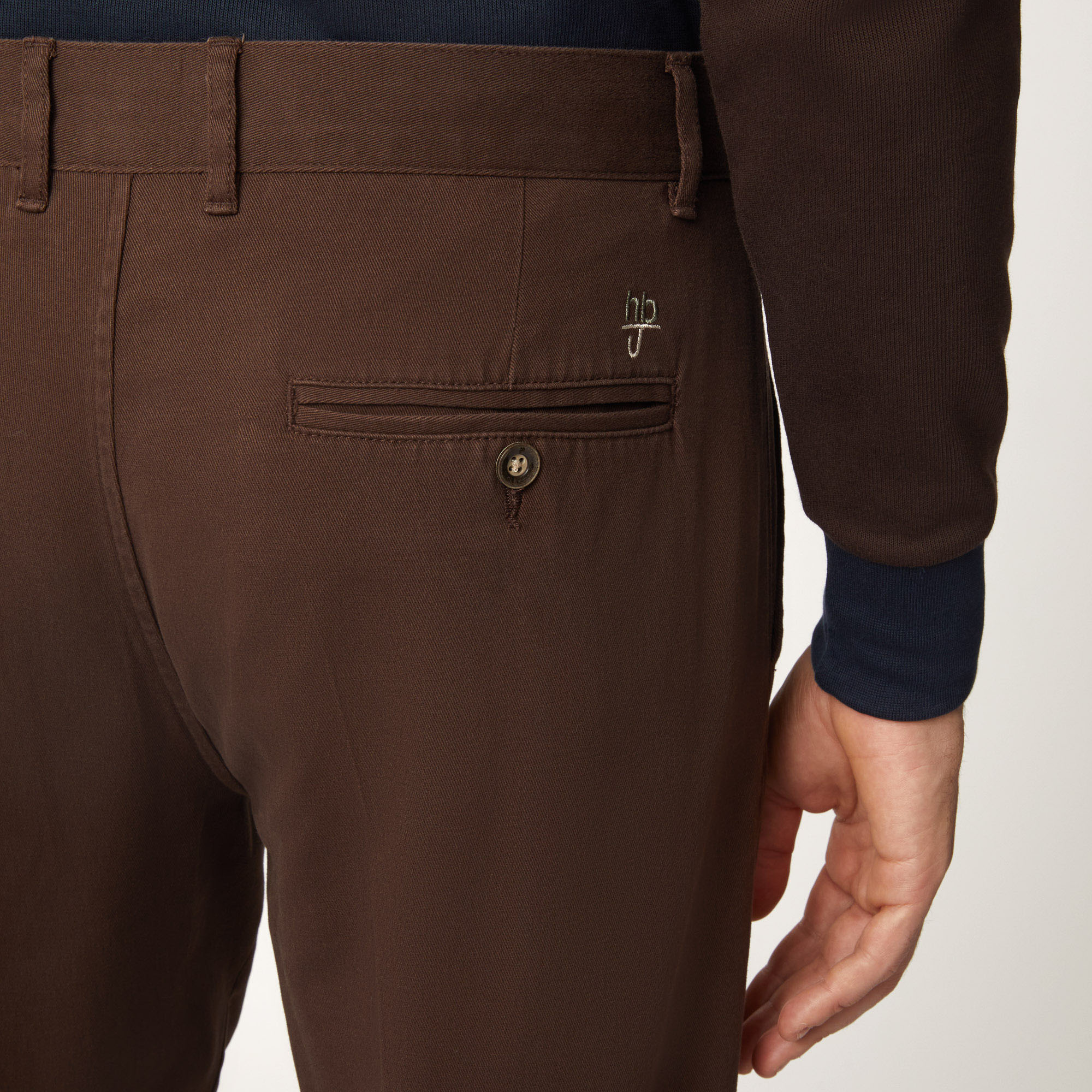 Pantalone Chino Narrow In Twill Pesante Di Cotone, Marrone Scuro, large image number 2