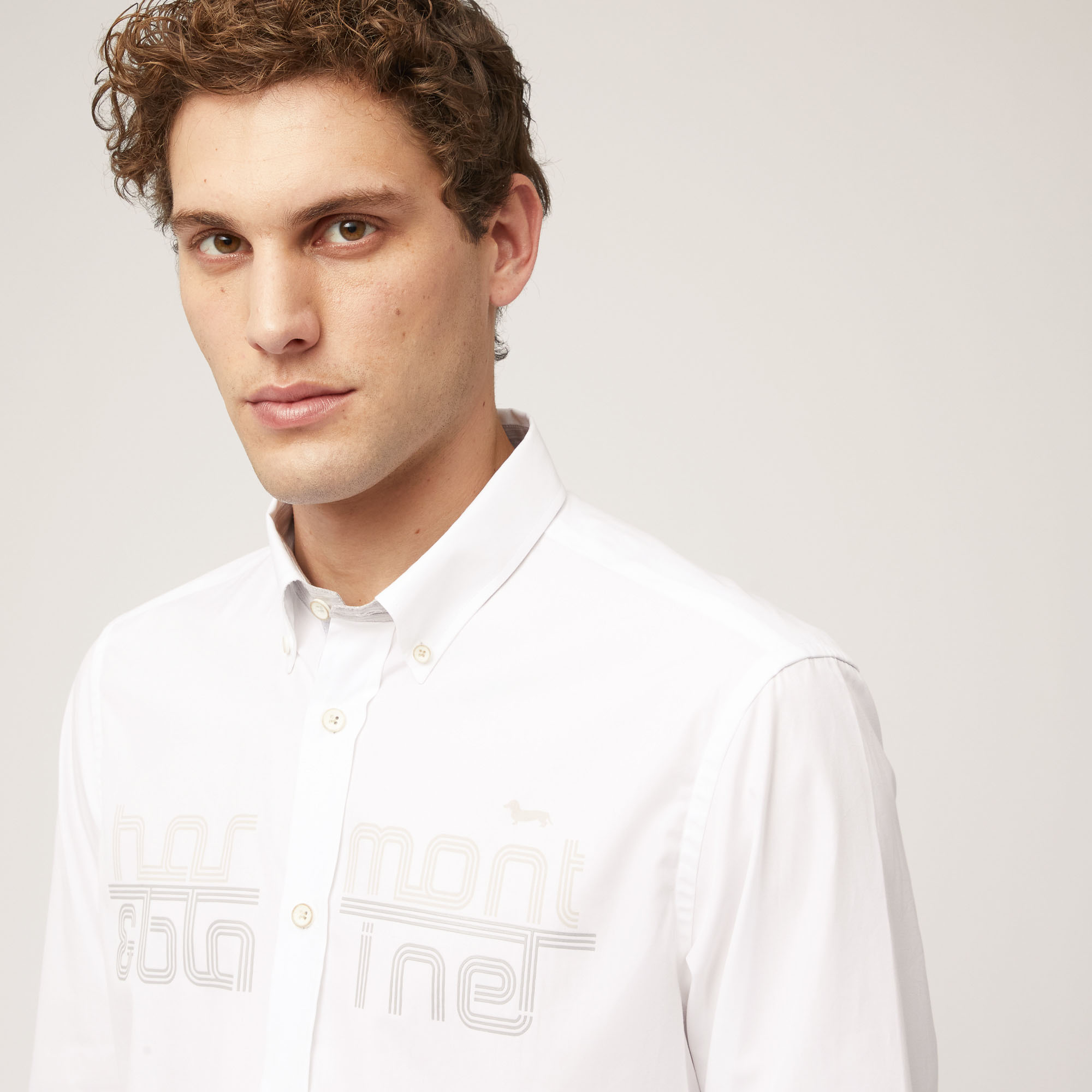 Camicia In Cotone Con Logo Effetto 3D, Bianco, large image number 2