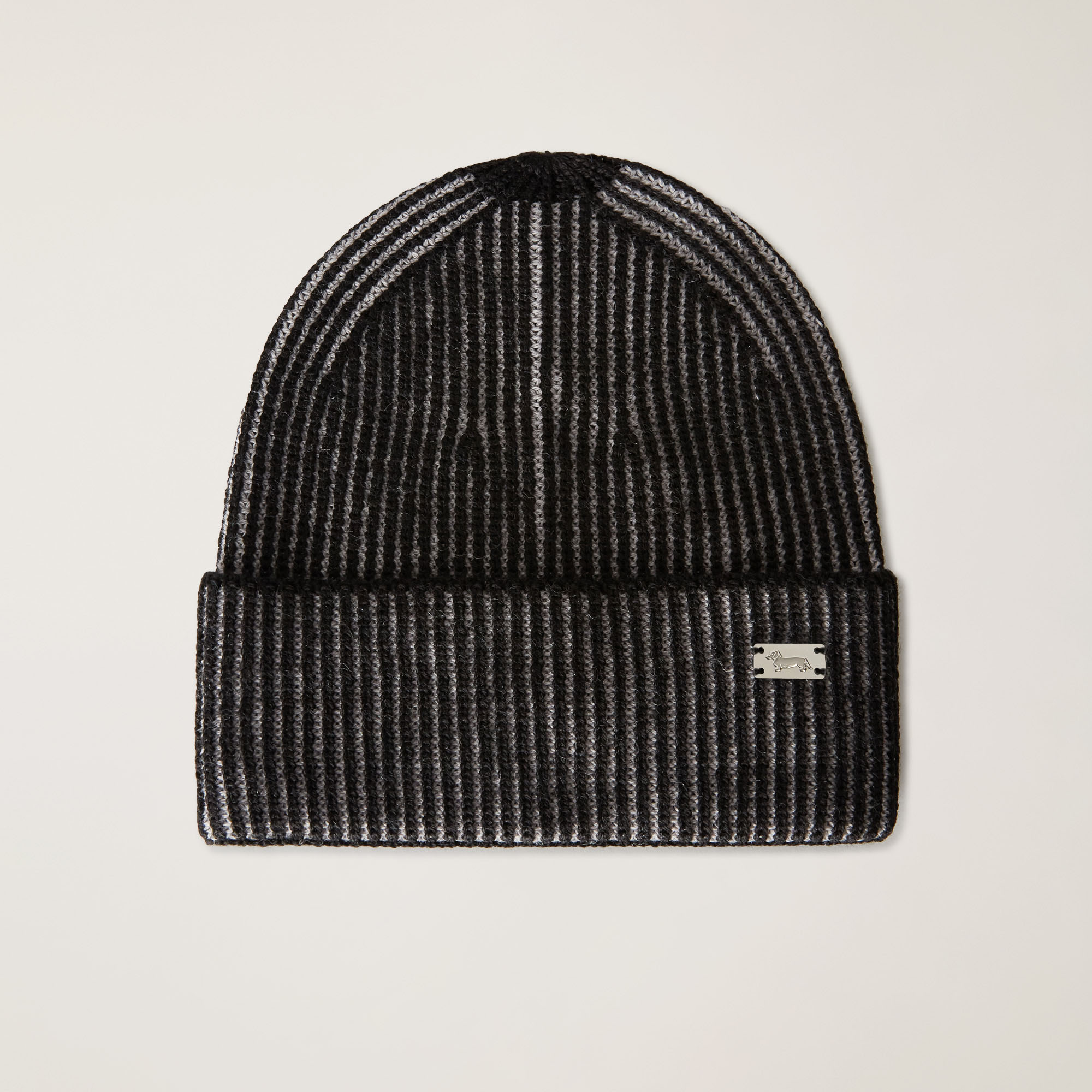 Short Ribbed Wool-Blend Beanie, Gray, large image number 0