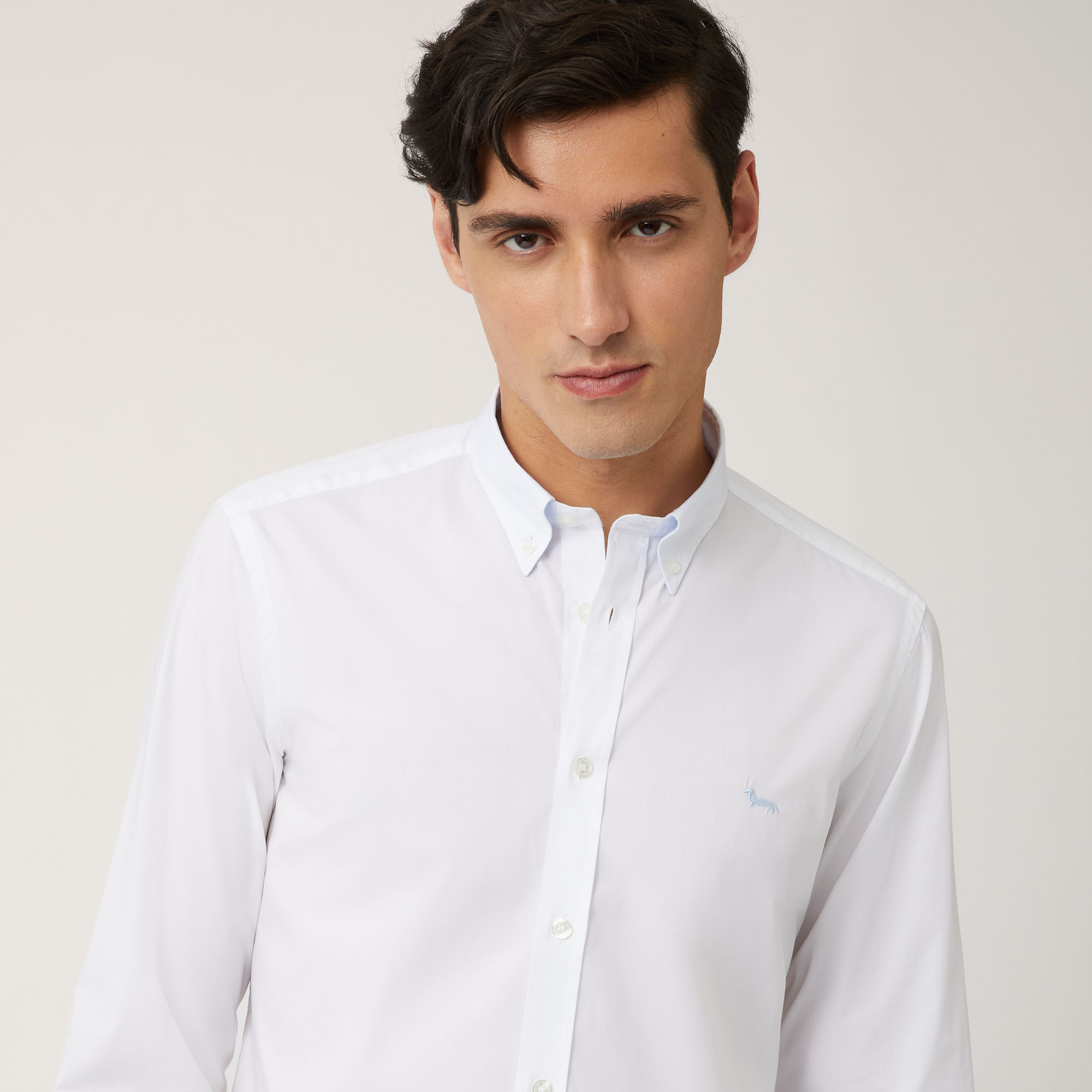 Cotton Shirt With Contrasting Inner Detail, White, large image number 2