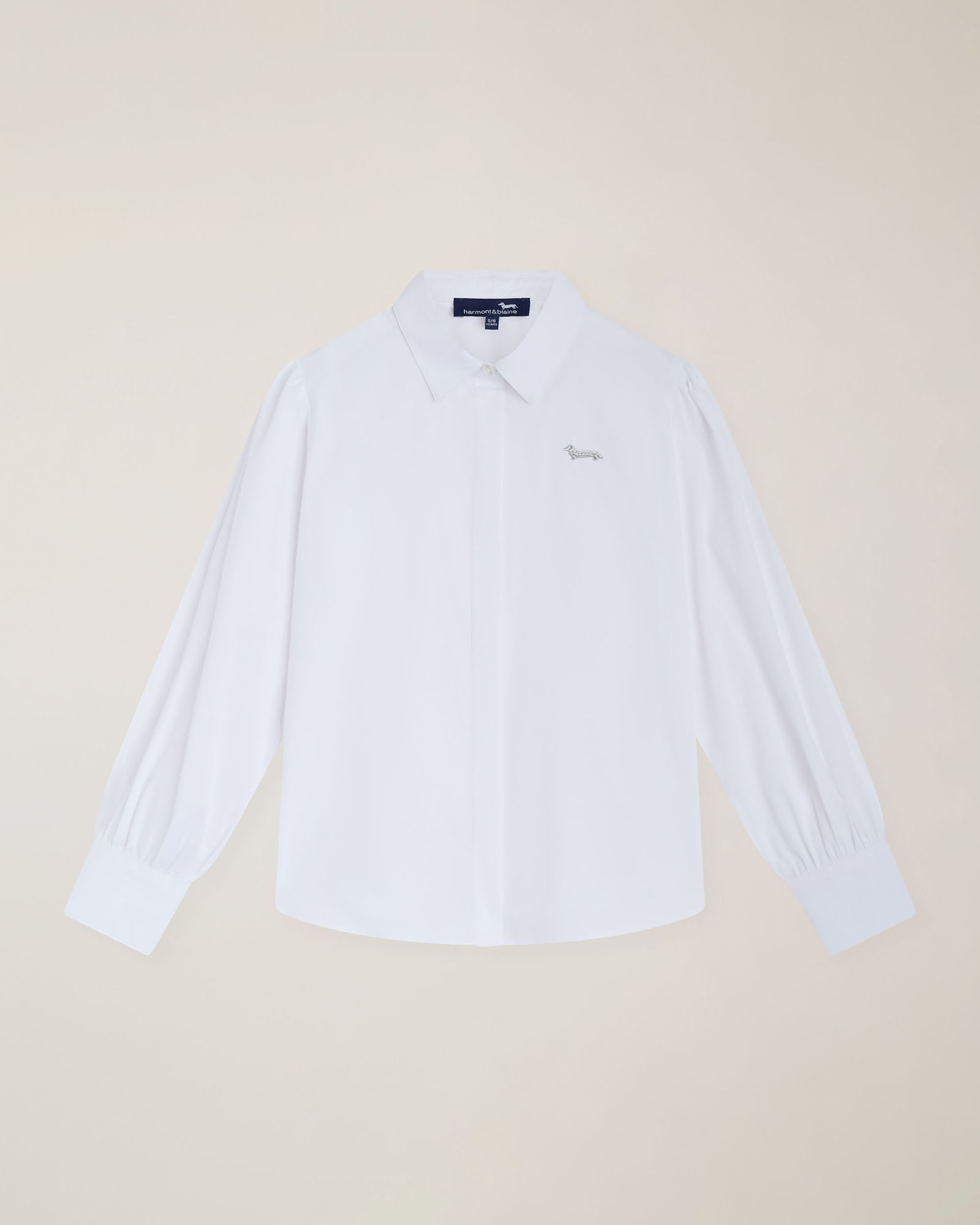 Stretch poplin shirt with back embroidery