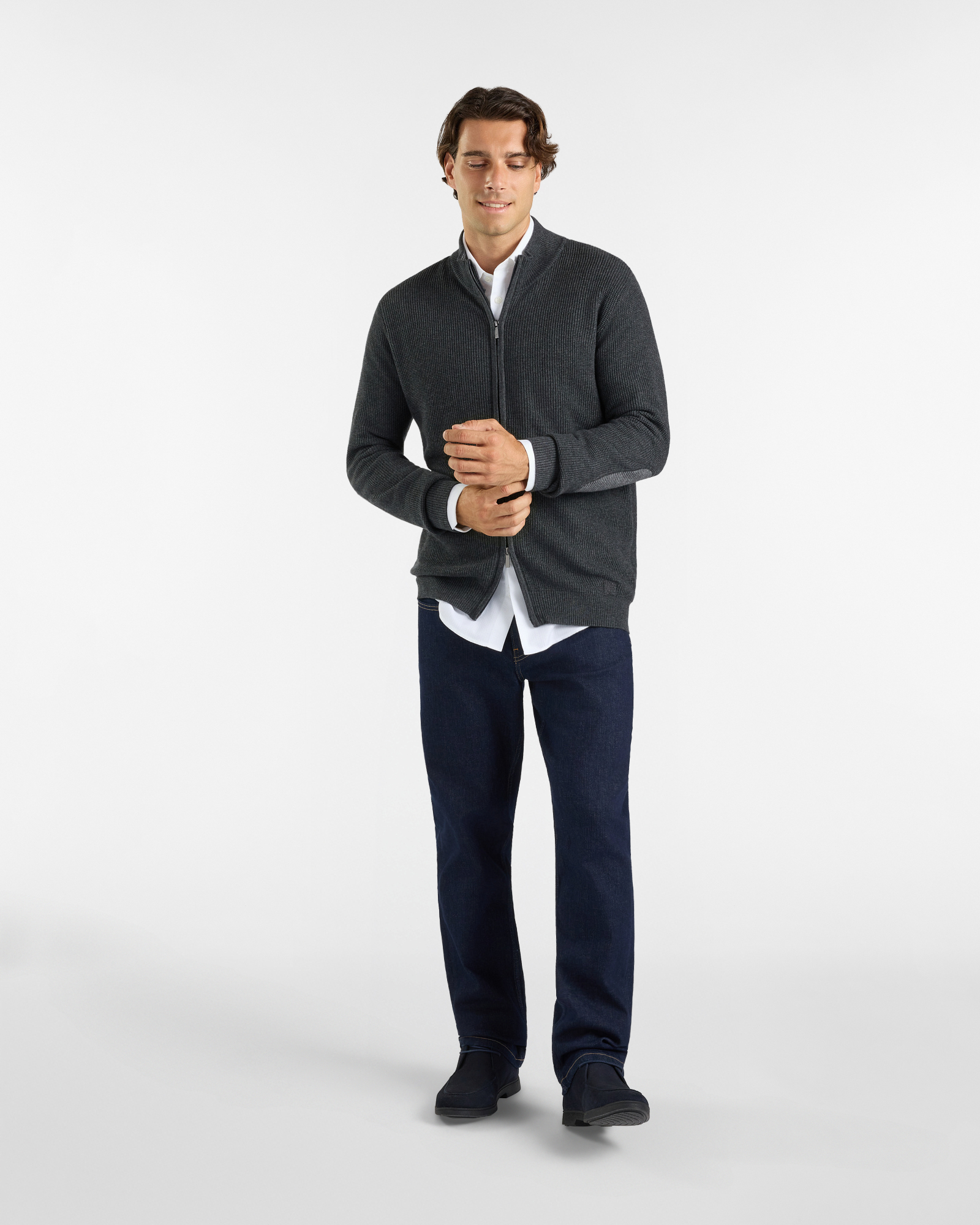 Maglia HBJ Uomo con Zip in Misto Lana, ANTRACITE, large