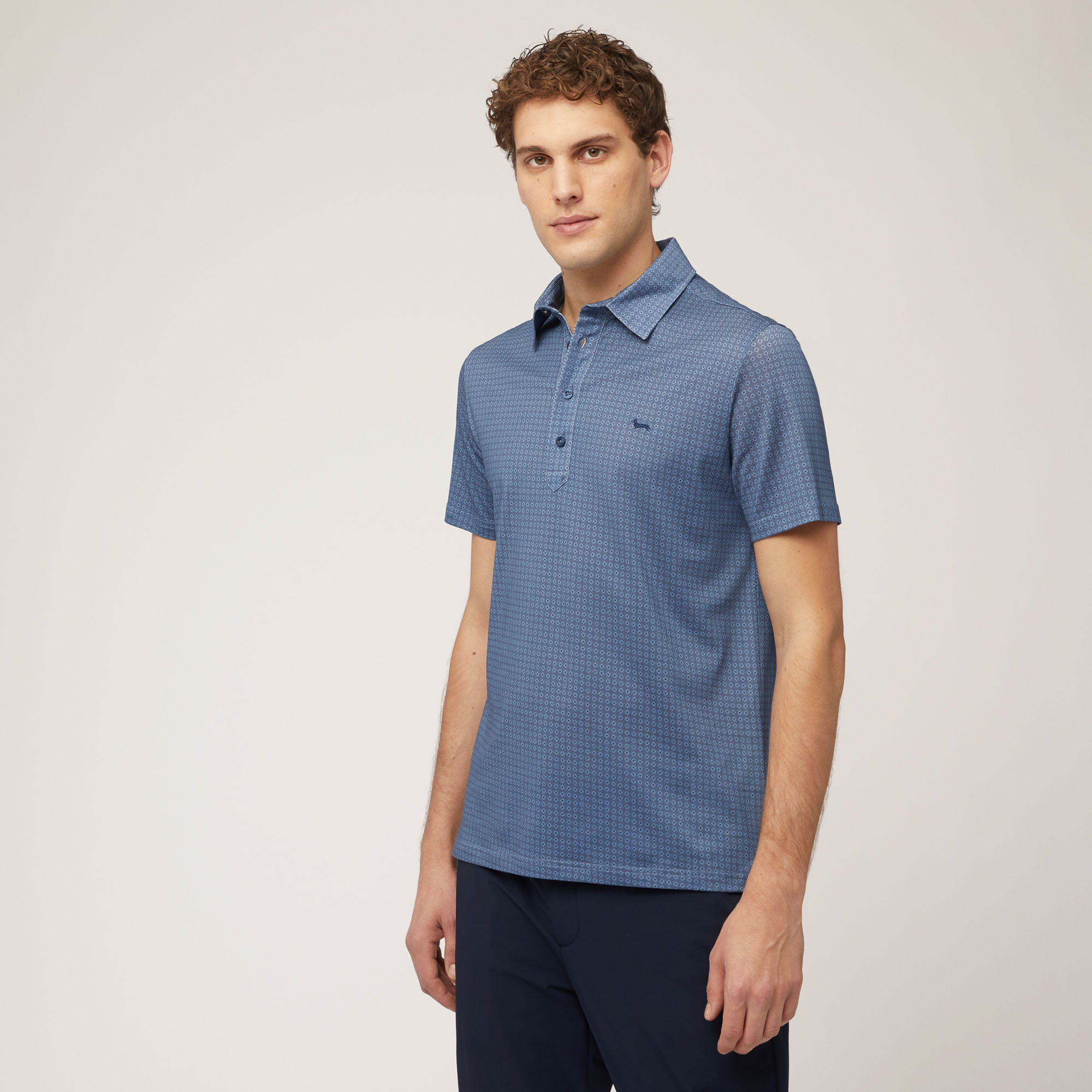 Printed Jersey Polo, Blue, large
