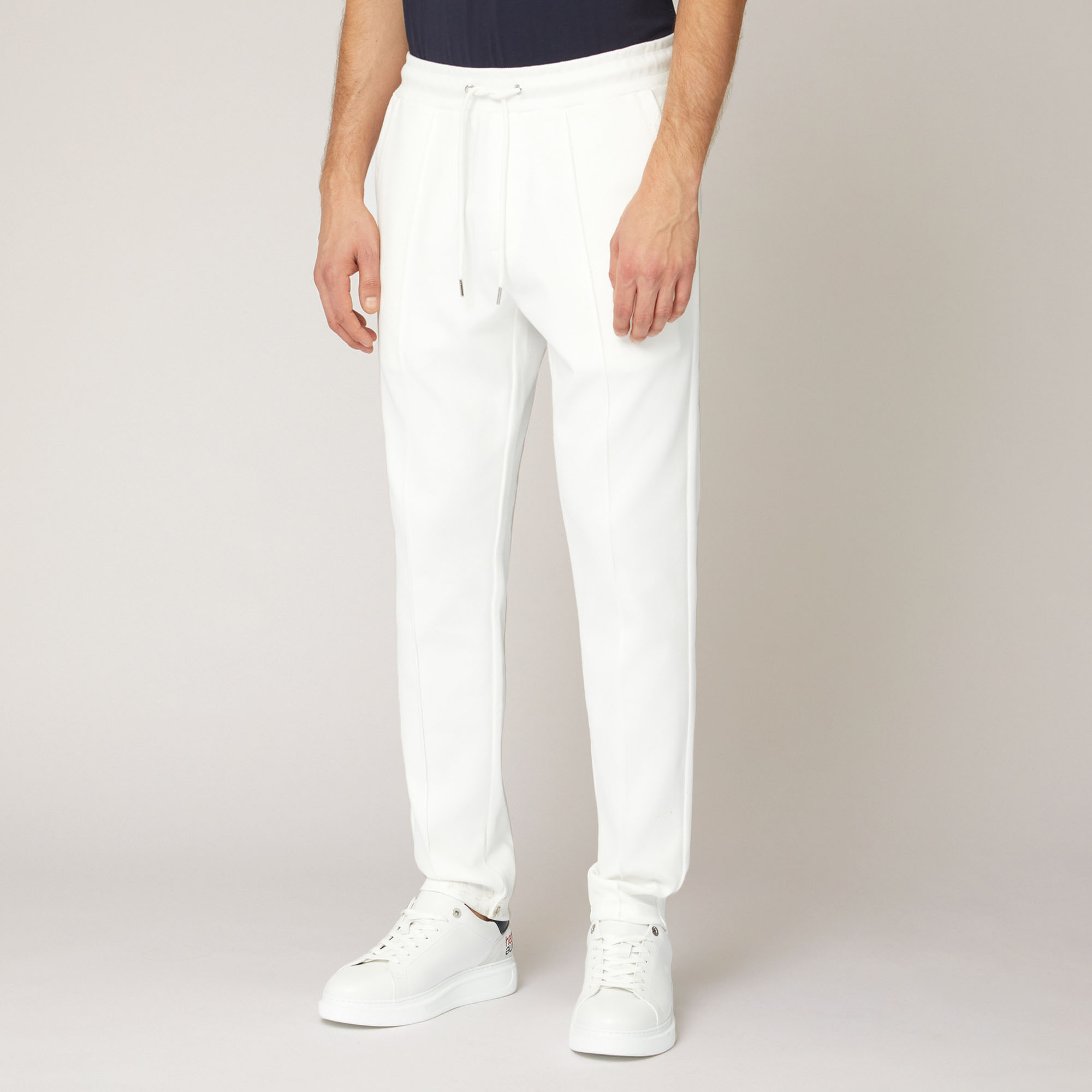 Pantalón de algodón elástico con bolsillo trasero, Blanco, large image number 0