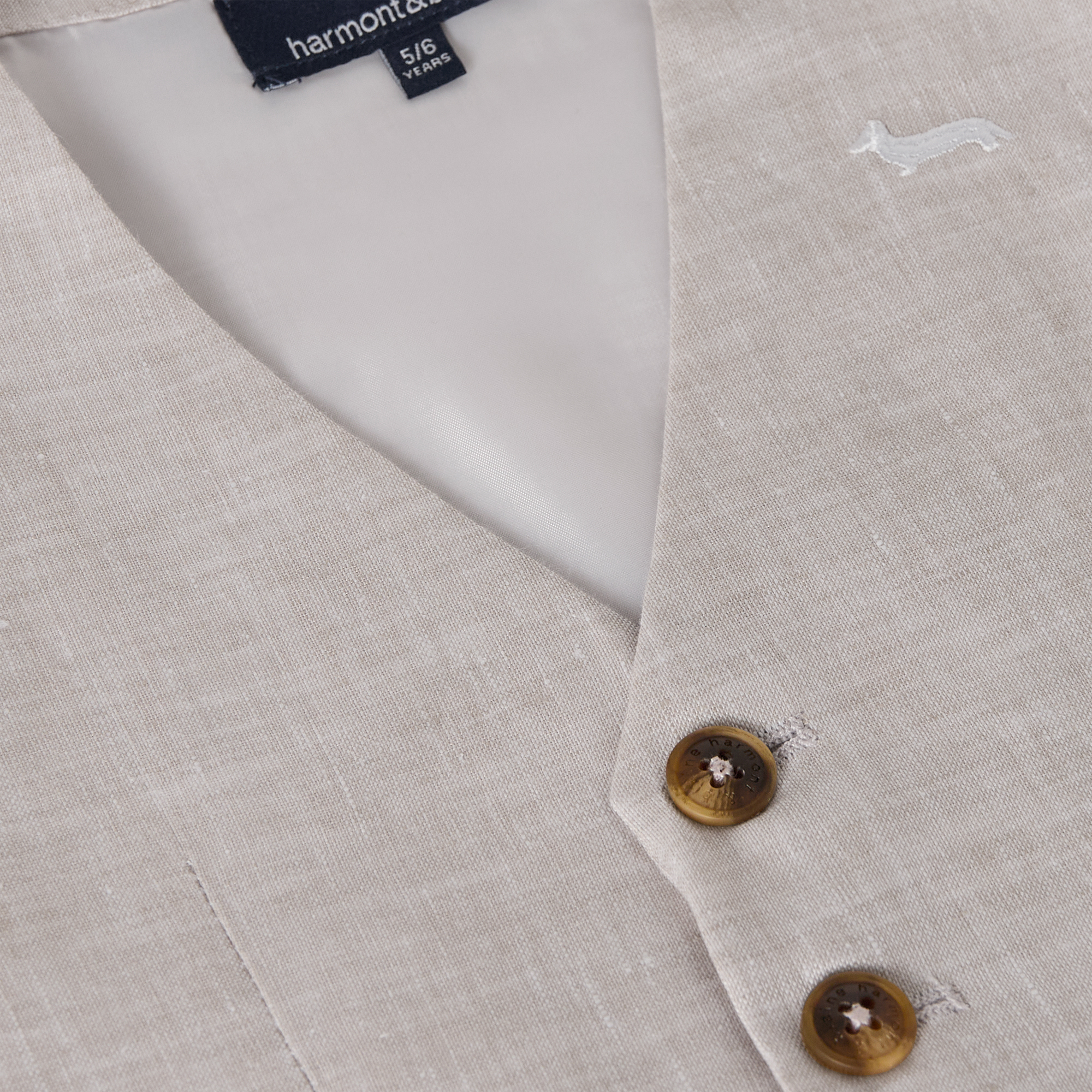 Linen gilet with logo embroidery, Ecru, large image number 2