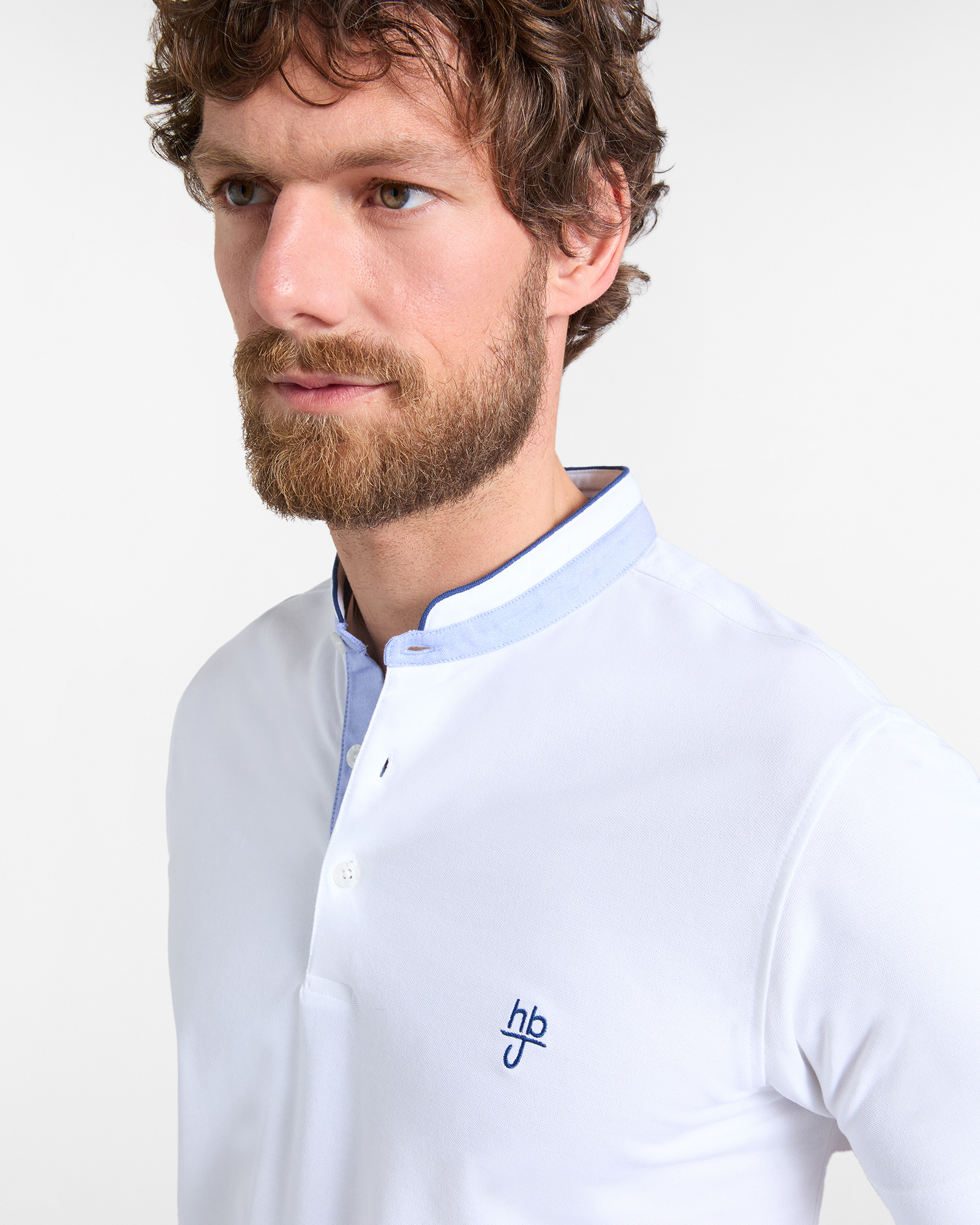 Polo uomo narrow  fit collo coreano , Bianco, large image number 2