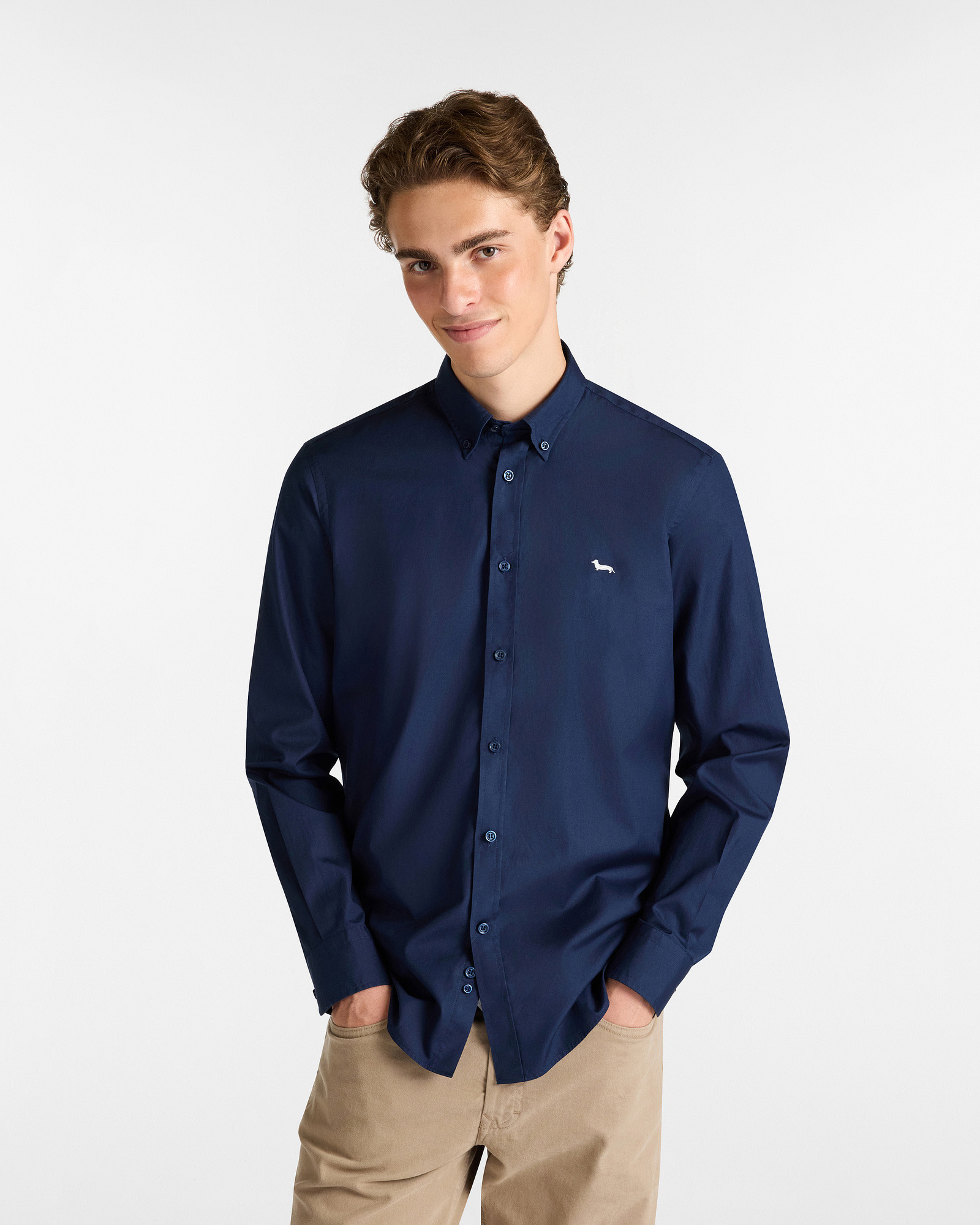 Camisa Essentials de algodón liso, Azul celeste, large