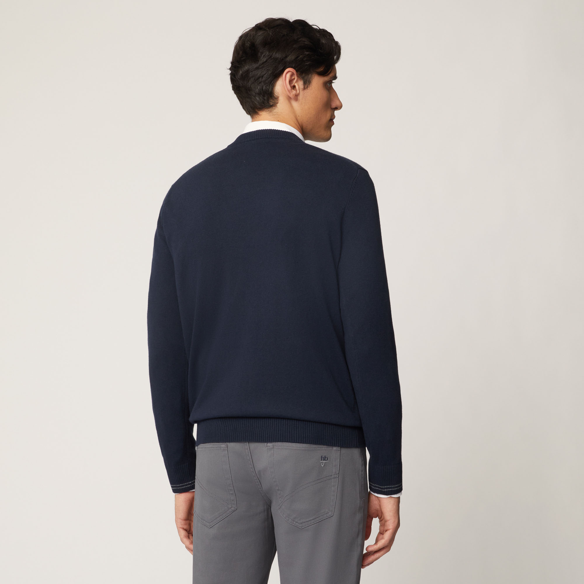 Pullover Con Scollo A V E Dettagli A Contrasto, Light Blue, large image number 1