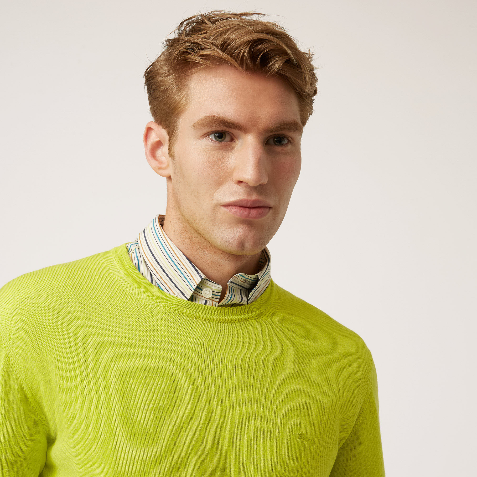 Pullover Girocollo In Lana Merino, Verde, large image number 2