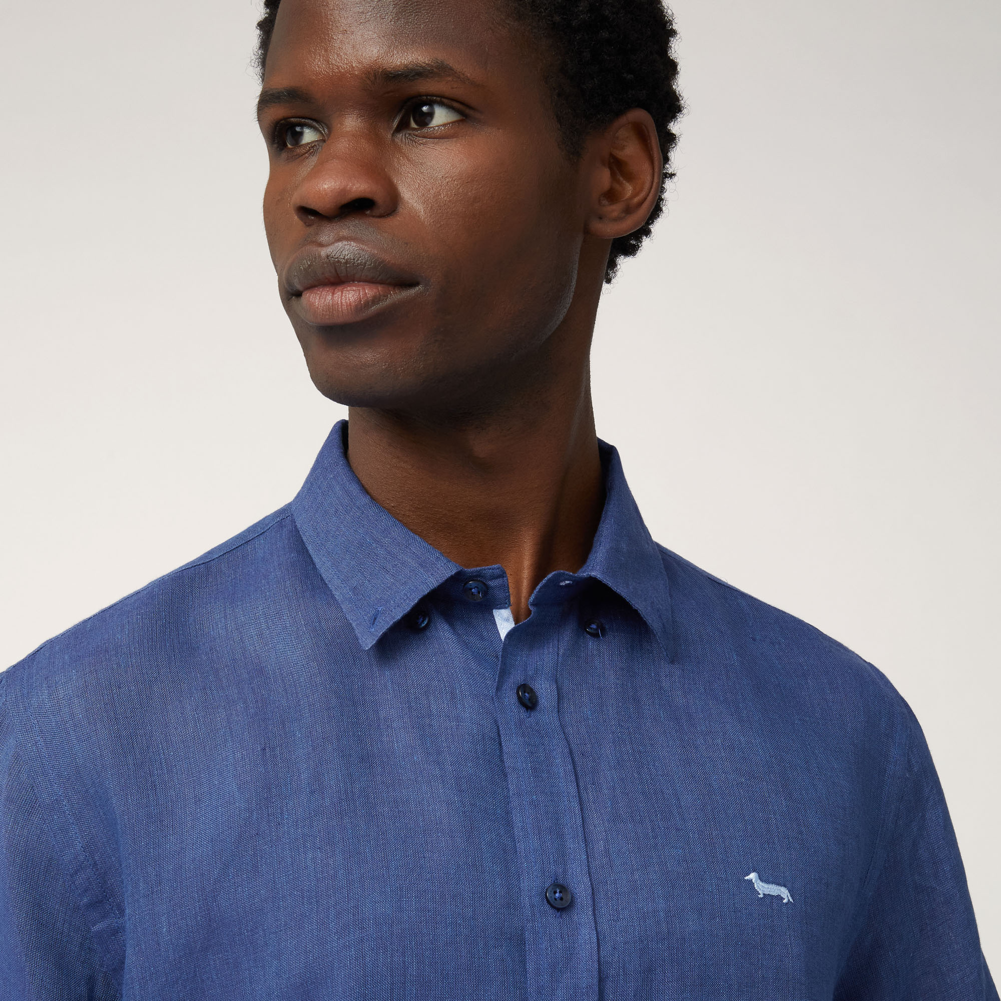 Linen Short-Sleeved Shirt, Night Blue, large image number 2