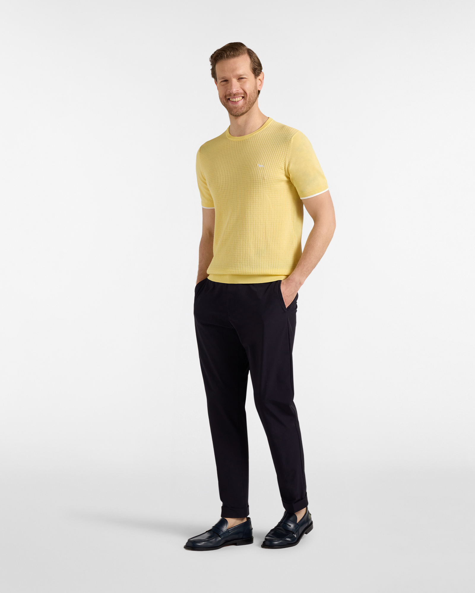 Knit T-shirt with 3D processing, Yellow, large image number 3