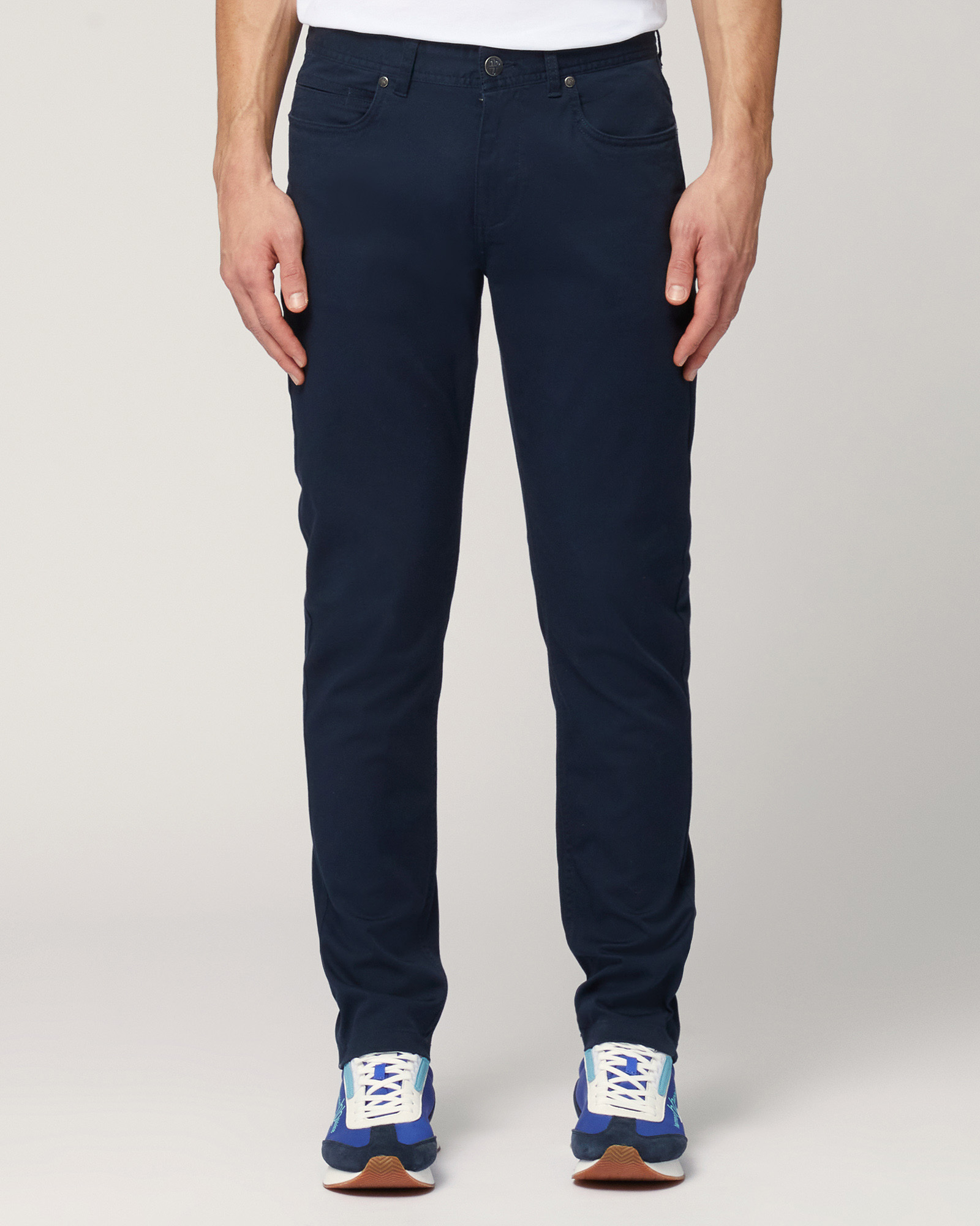 Pantaloni Cinque Tasche Twill, Blu Scuro, large