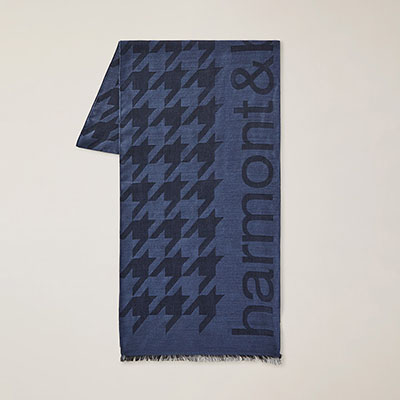 Wool And Modal Scarf With Large Houndstooth Pattern And Lettering