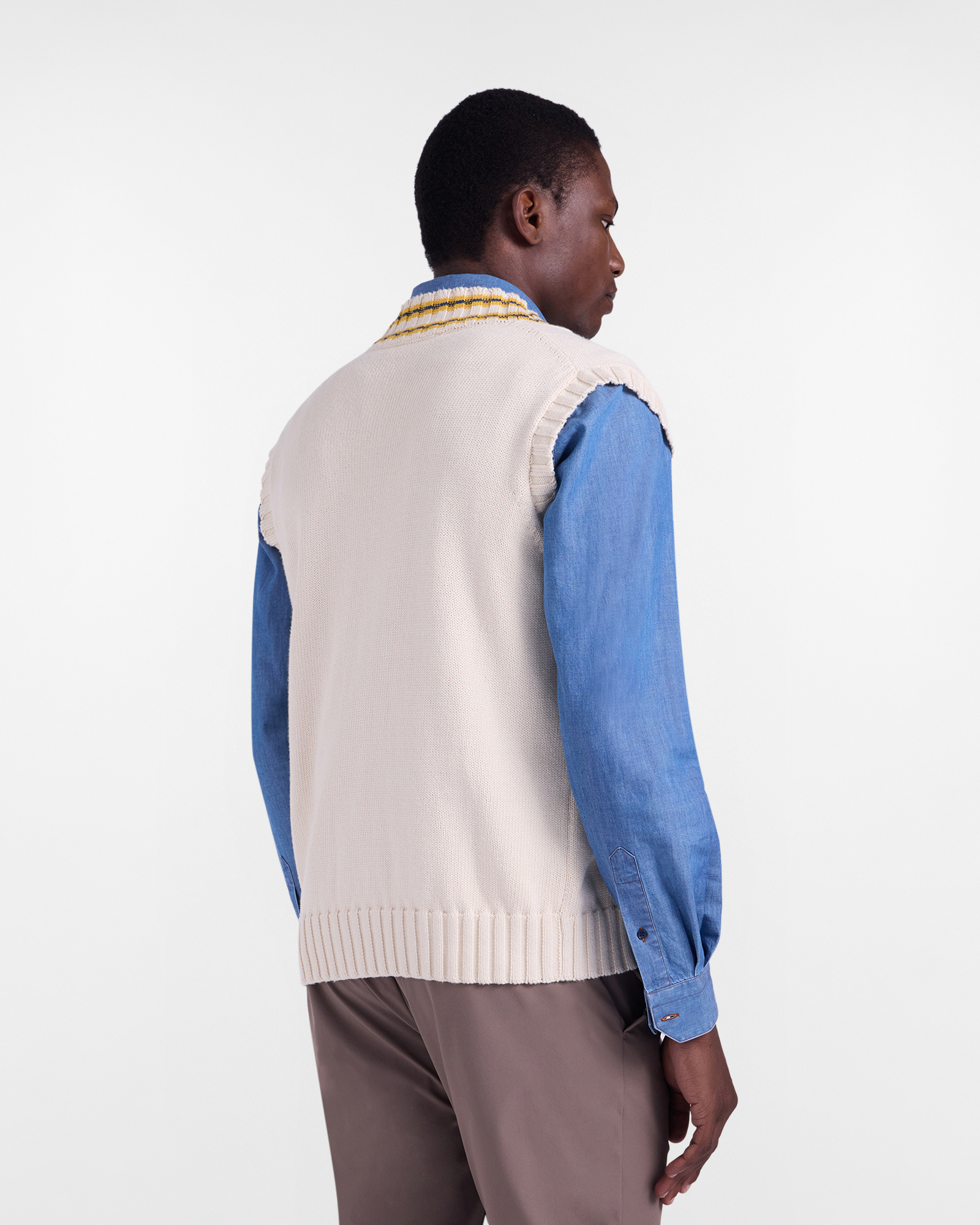 Men's vest with buttons and striped details