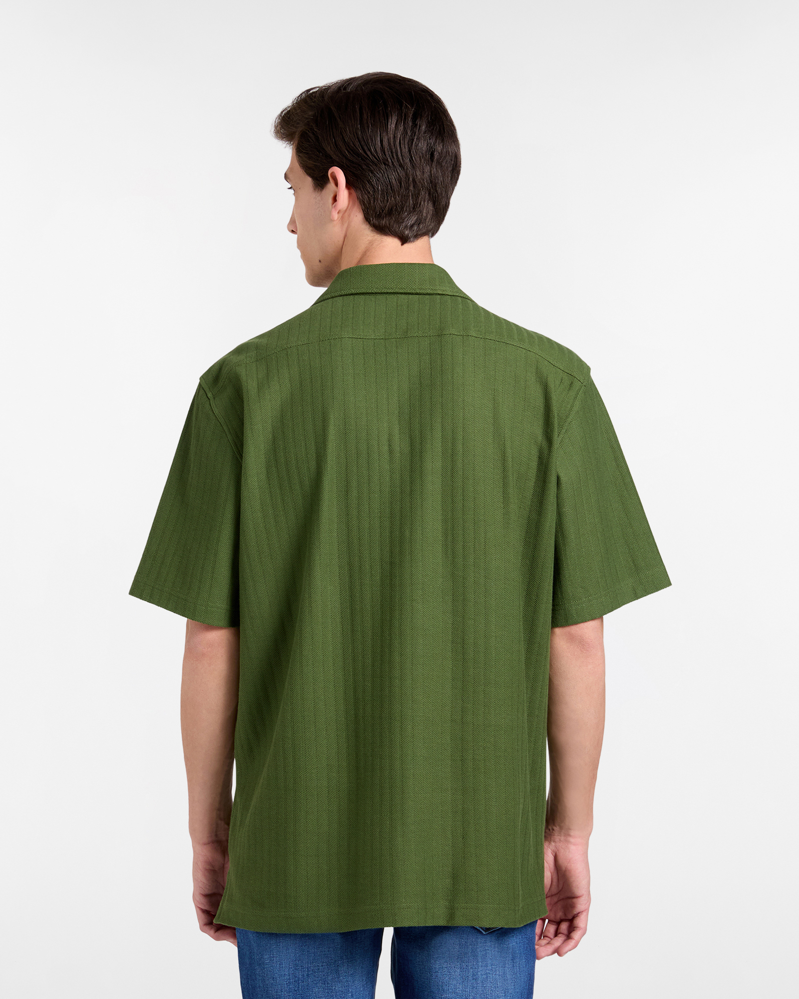 Polo camicia uomo over in jersey effetto dobby