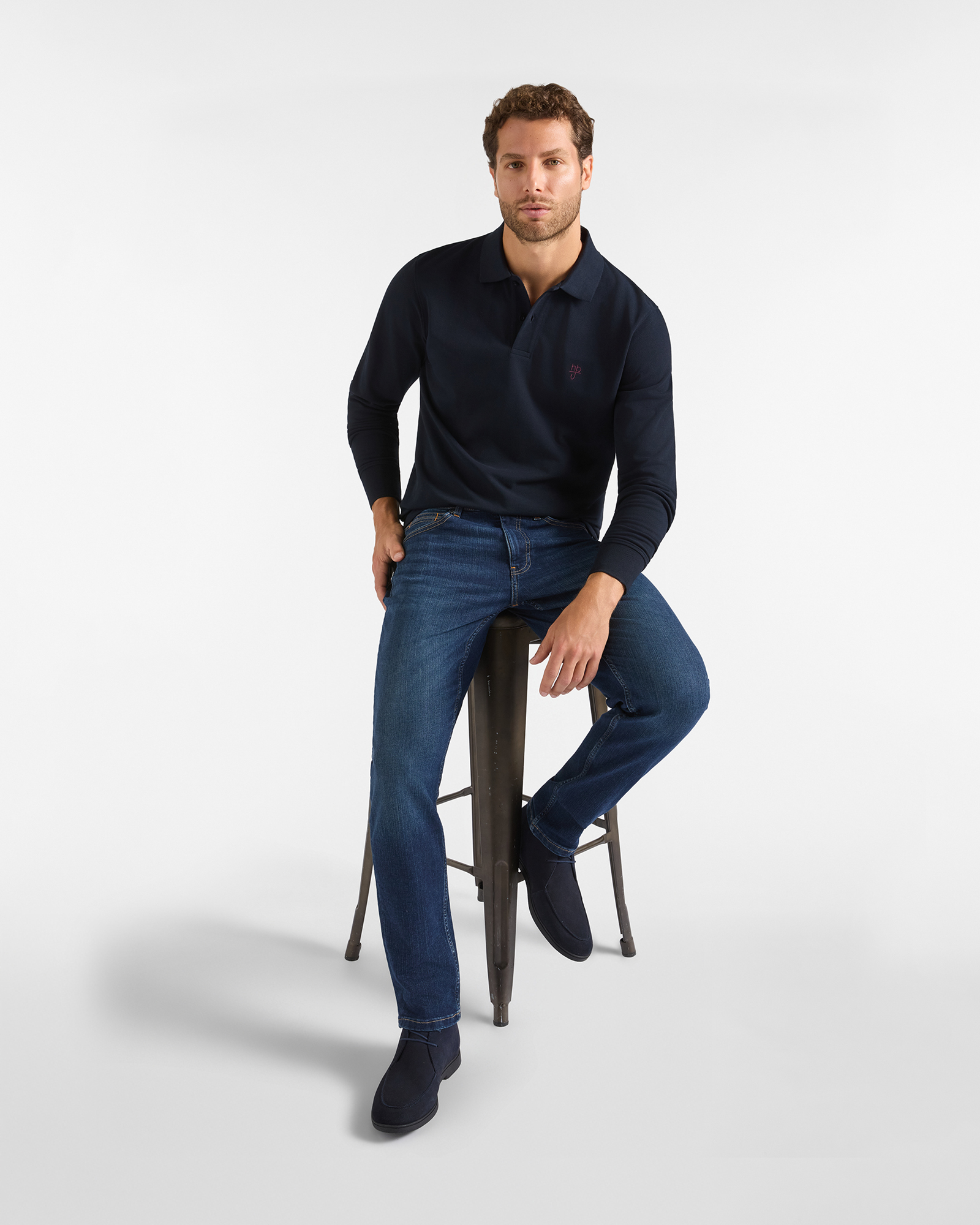 Jeans HBJ Uomo Narrow Fit 5 Tasche in Denim Stretch, BLU DENIM, large