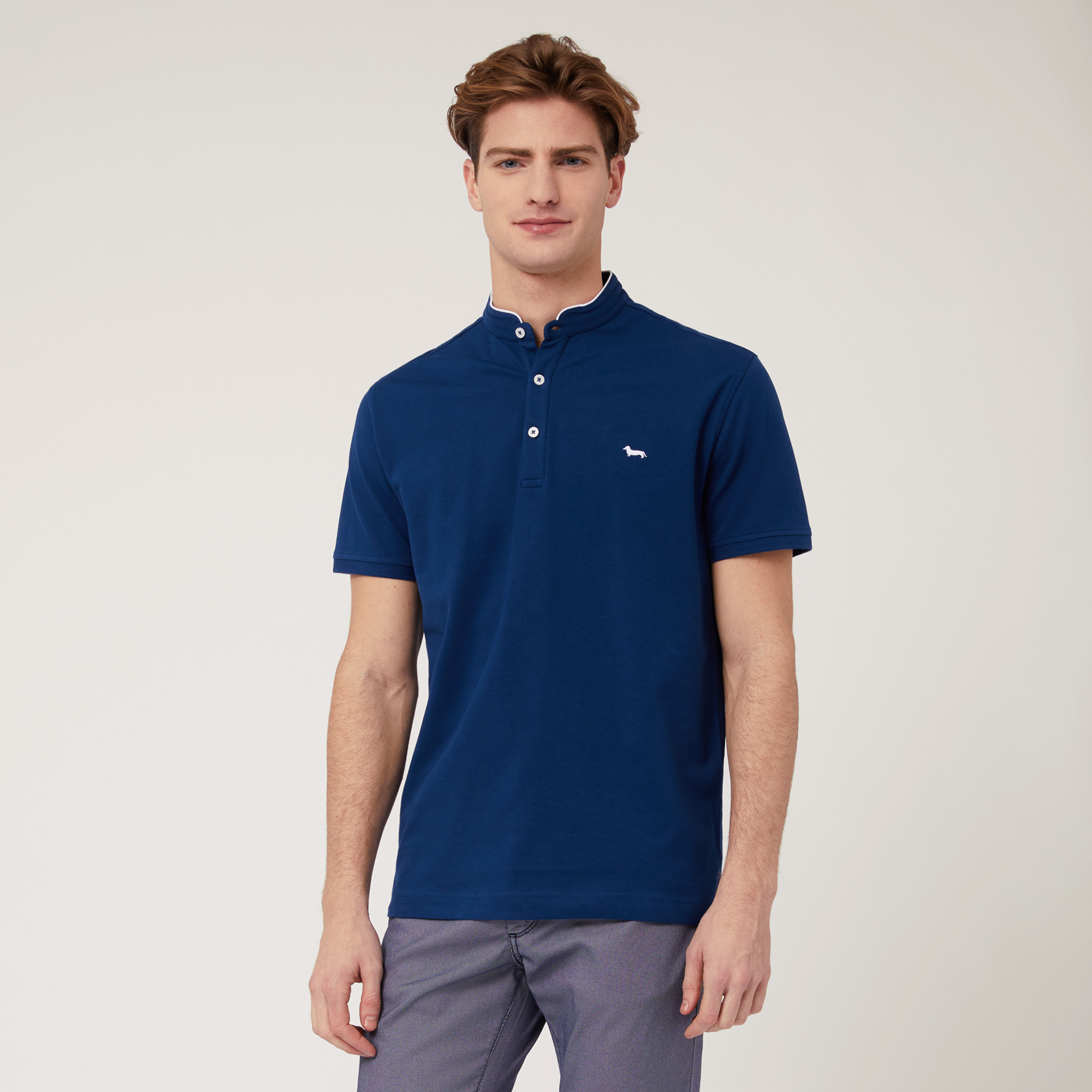 Polo Con Collo Alla Coreana, Light Blue, large