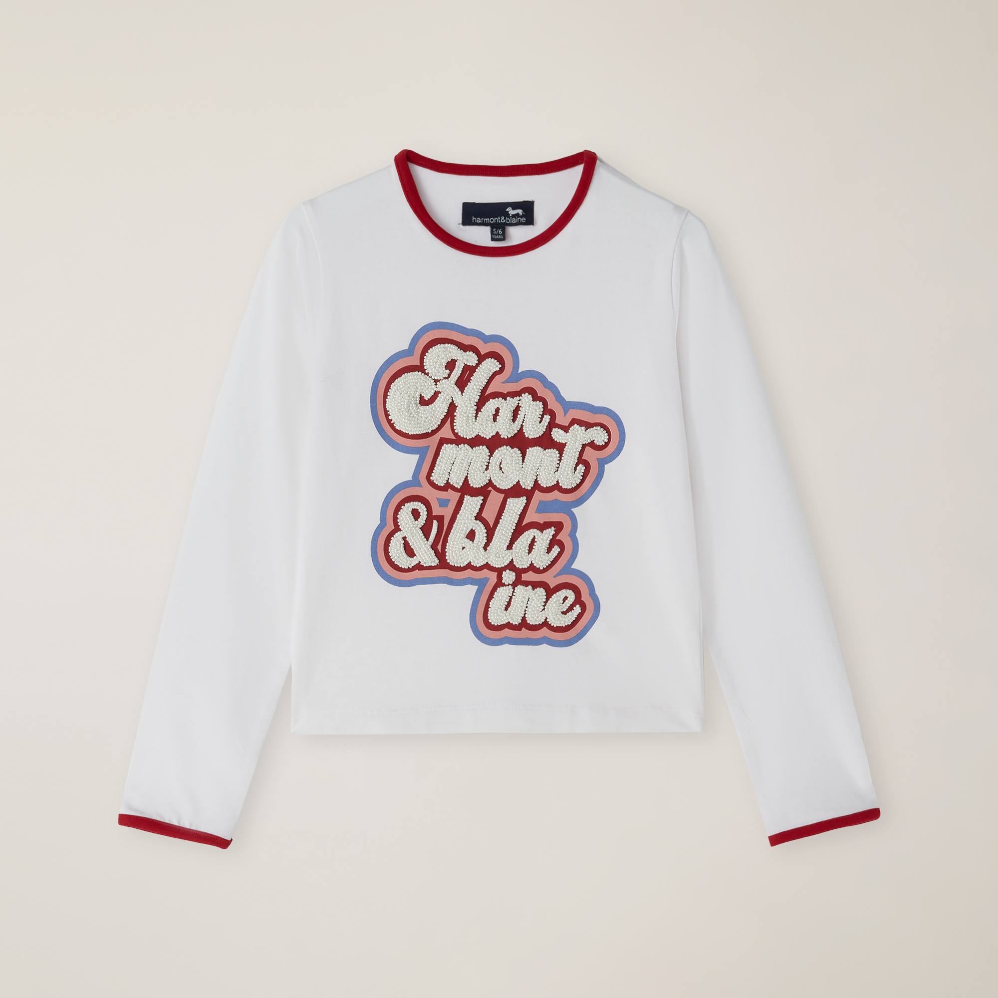 T-Shirt Biologique Avec Broderie De Perles Faite Main
