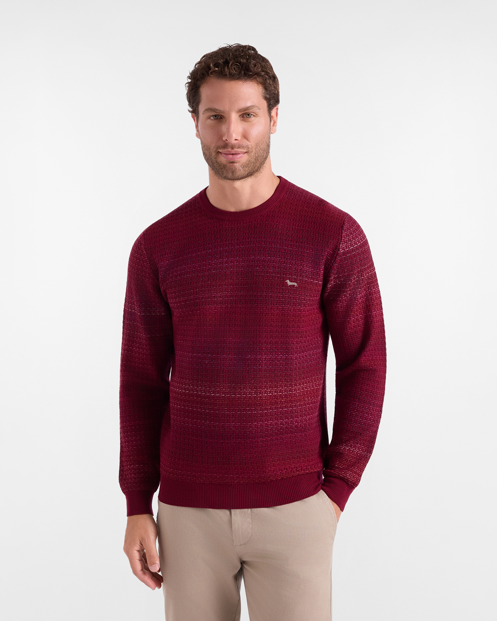 Maglia Uomo in 100% pura lana rosso Regular Fit Made in Italy