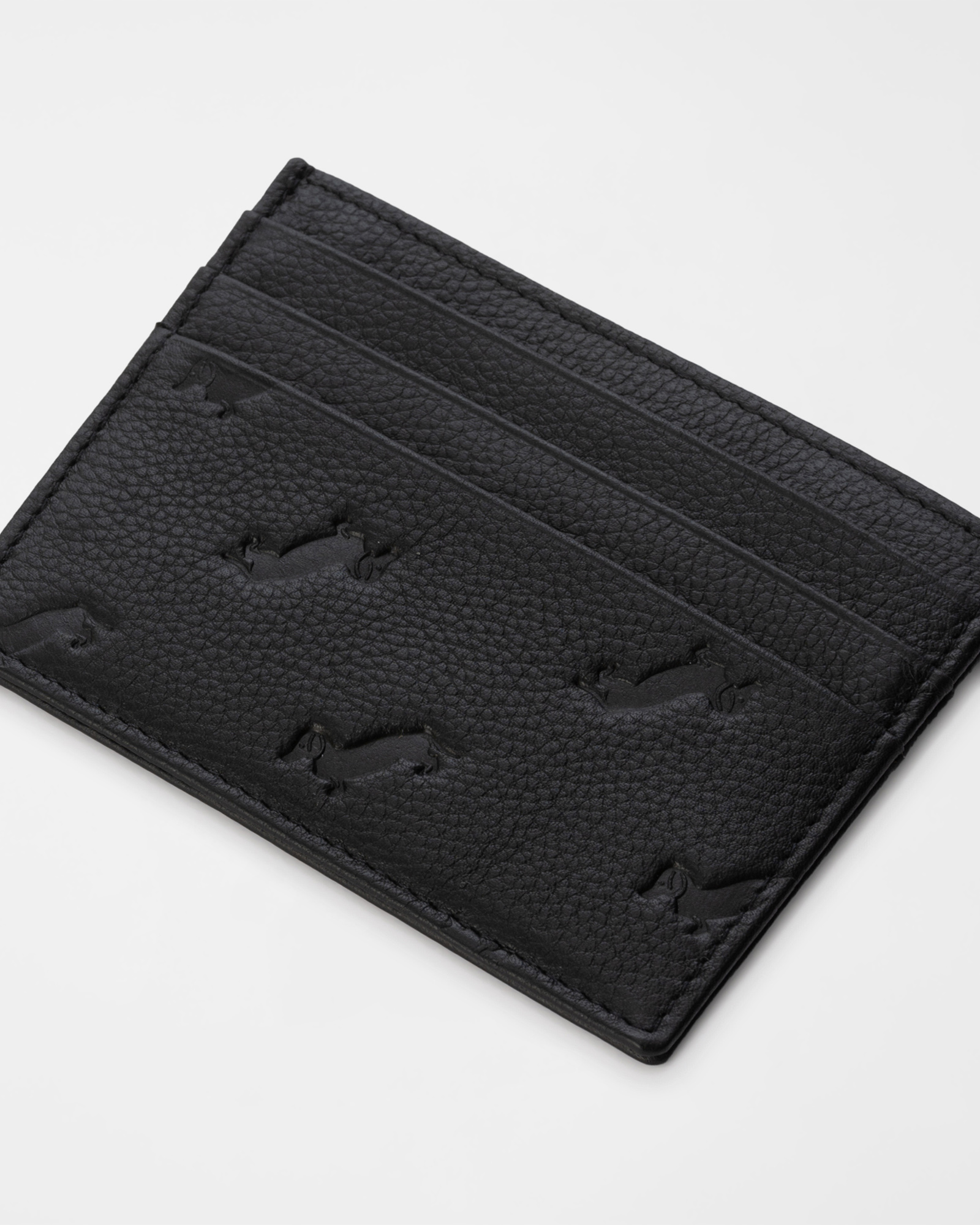 Men&rsquo;s Genuine Leather Card Holder with All-Over Dachshund Design, BLACK, large