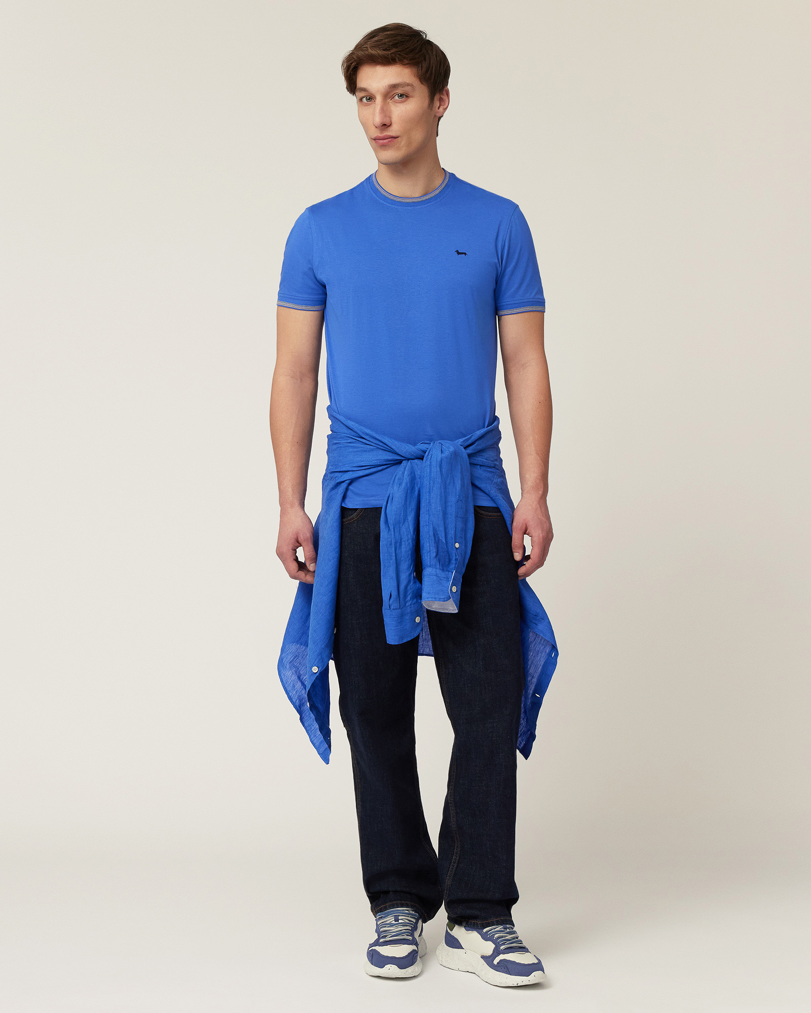 T-Shirt with Striped Details, Light Blue, large image number 3