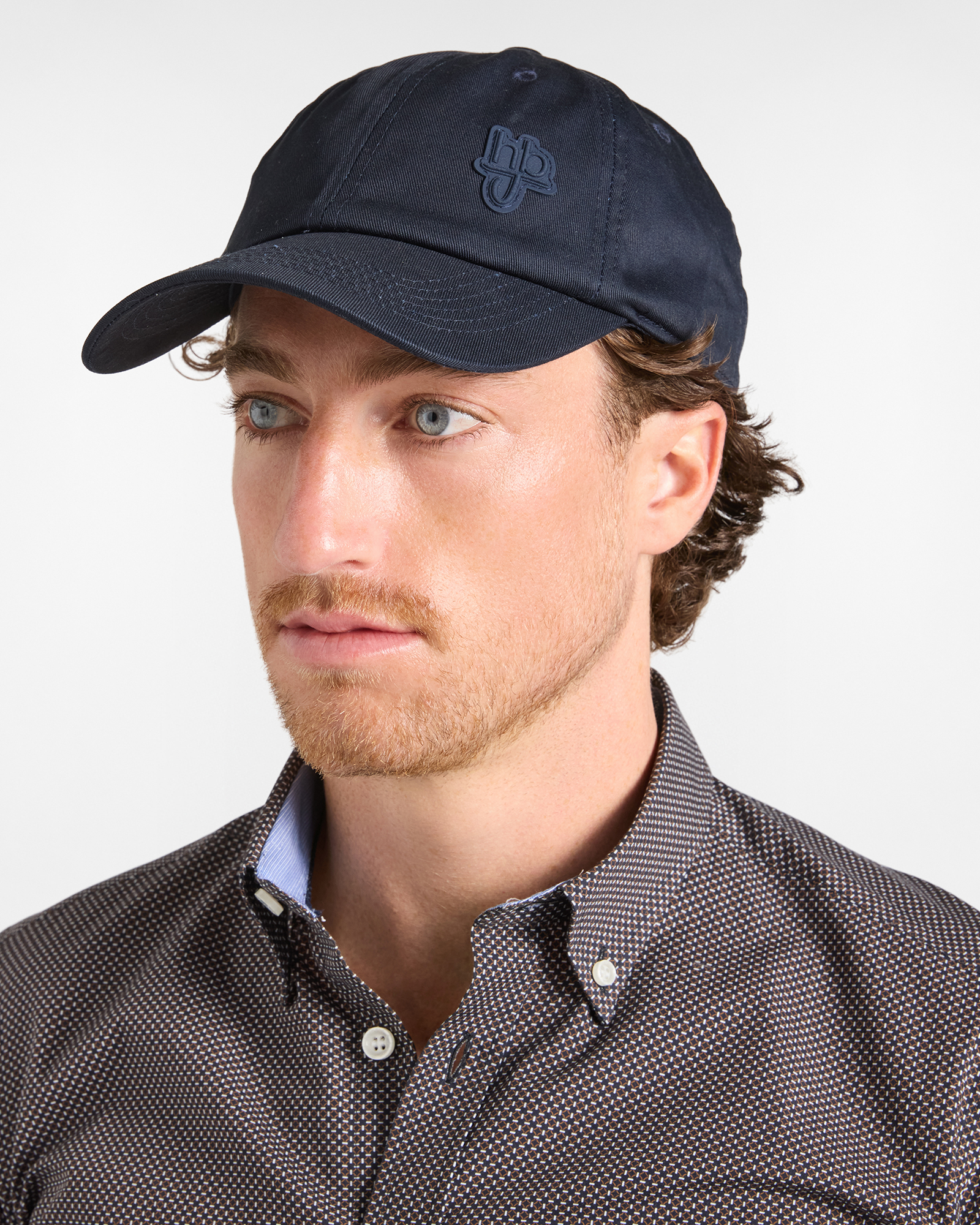 Baseball Cap HBJ Uomo con Patch Logo in Puro Cotone Blu Scuro
