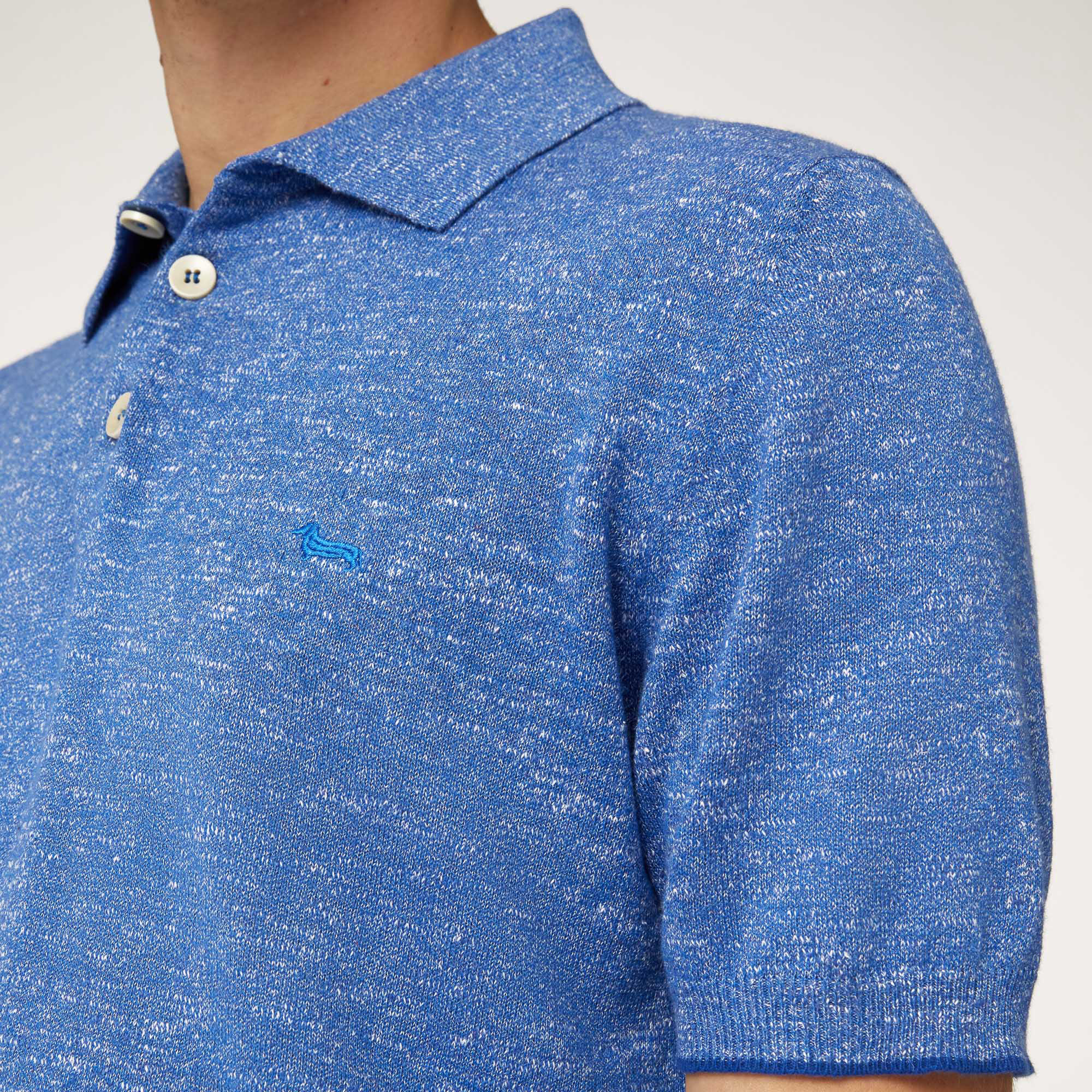 Cotton and Linen Tweed Polo, Light Blue, large image number 2