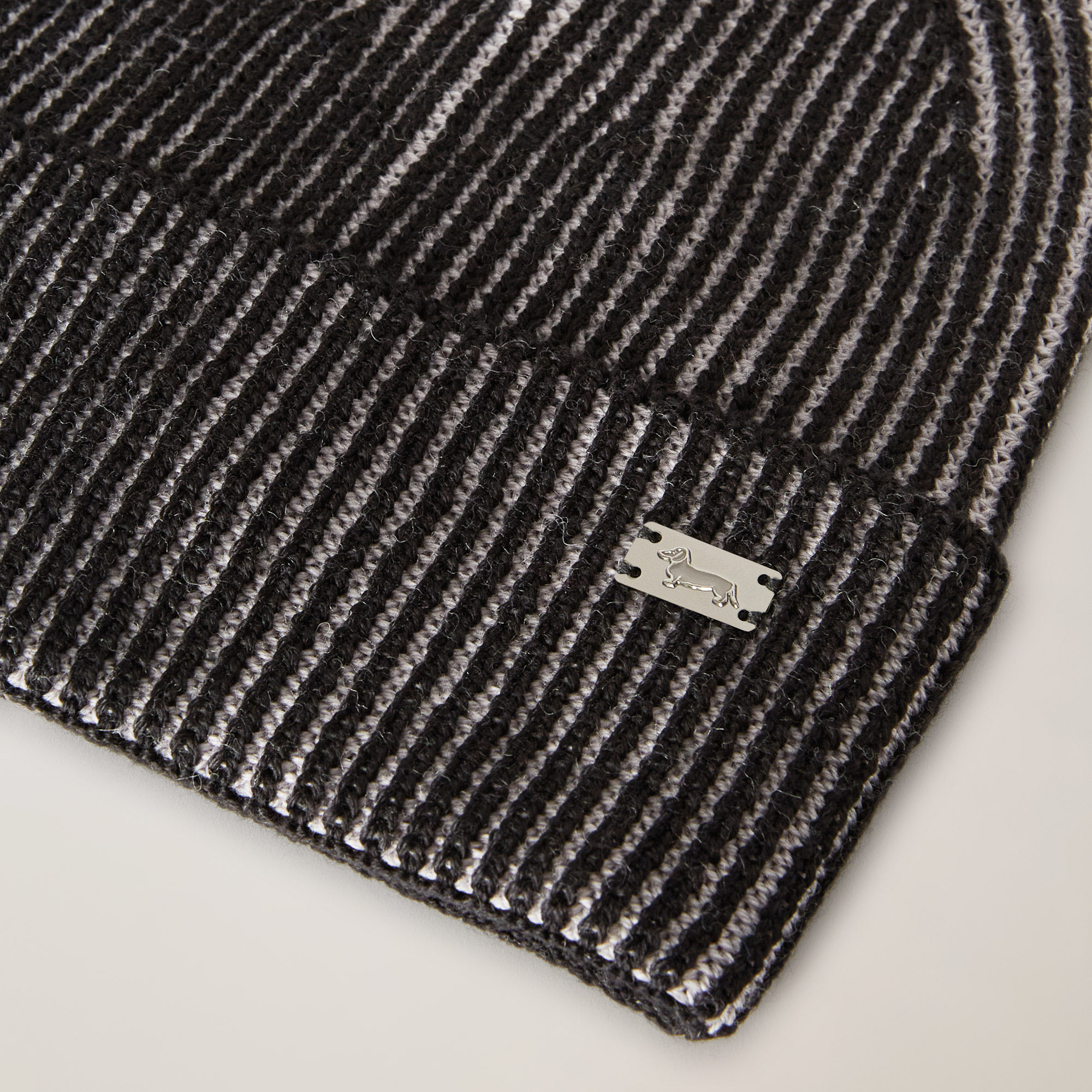 Short Ribbed Wool-Blend Beanie, Gray, large image number 1