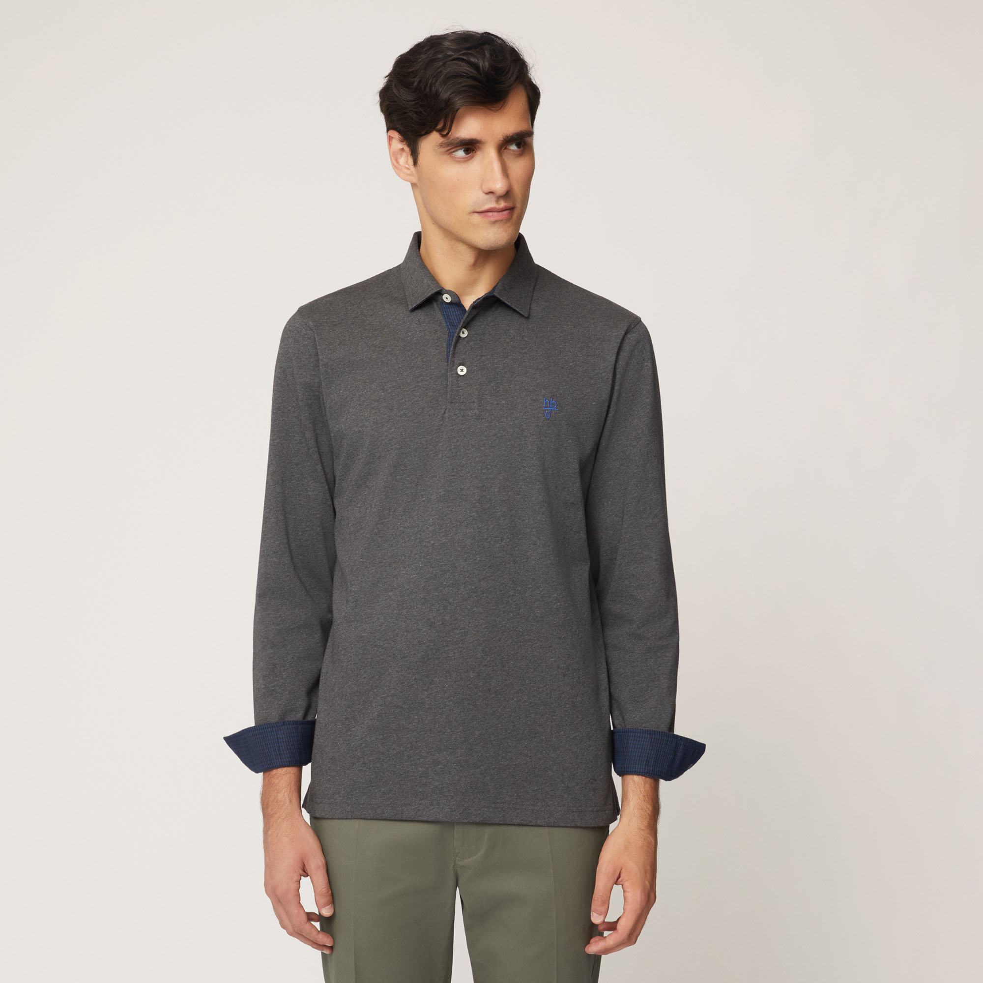 Polo Regular Fit Con Collo E Polsi Stile Camicia, Grigio, large image number 0