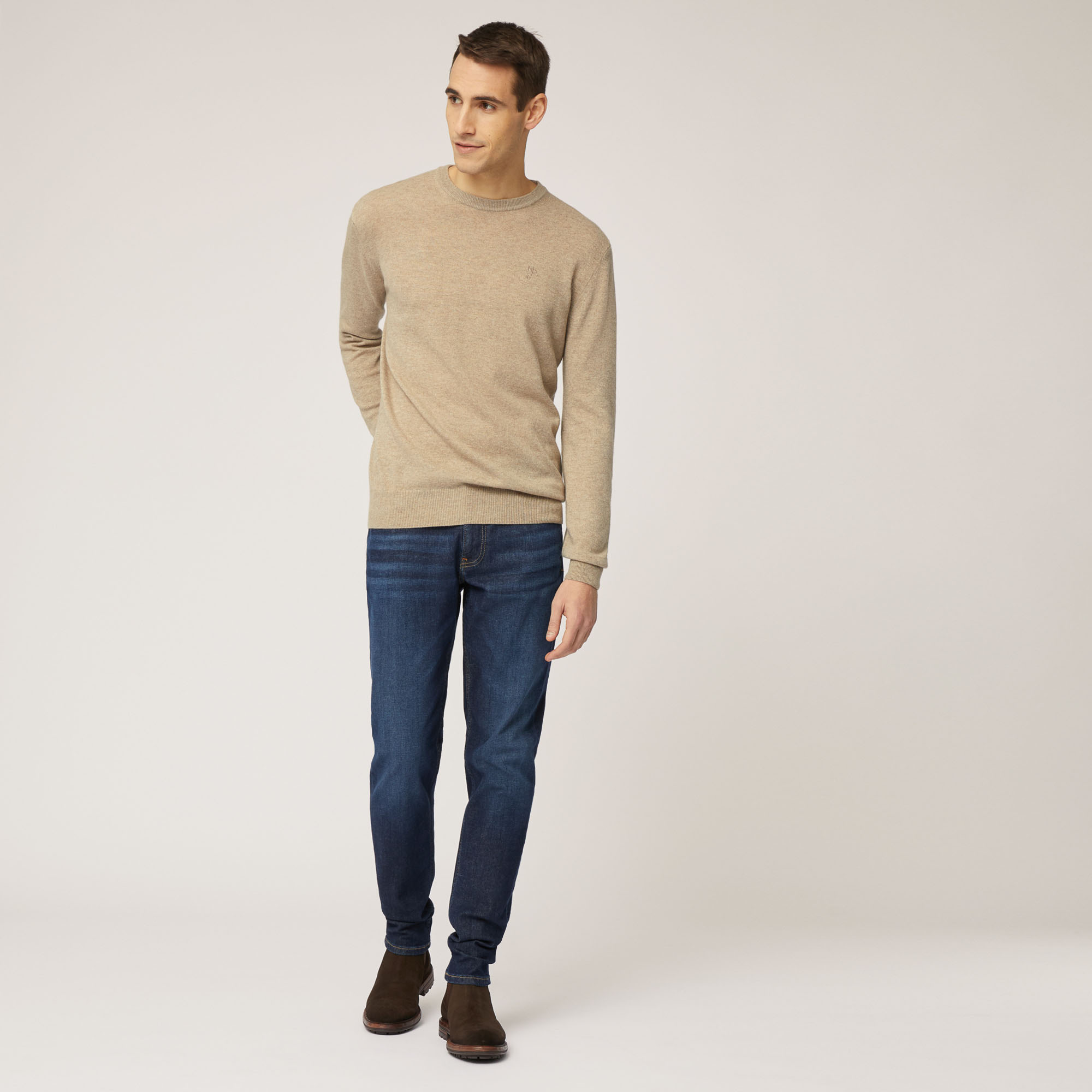 Pullover Girocollo Harmont & Blaine Jeans, Fango, large image number 3