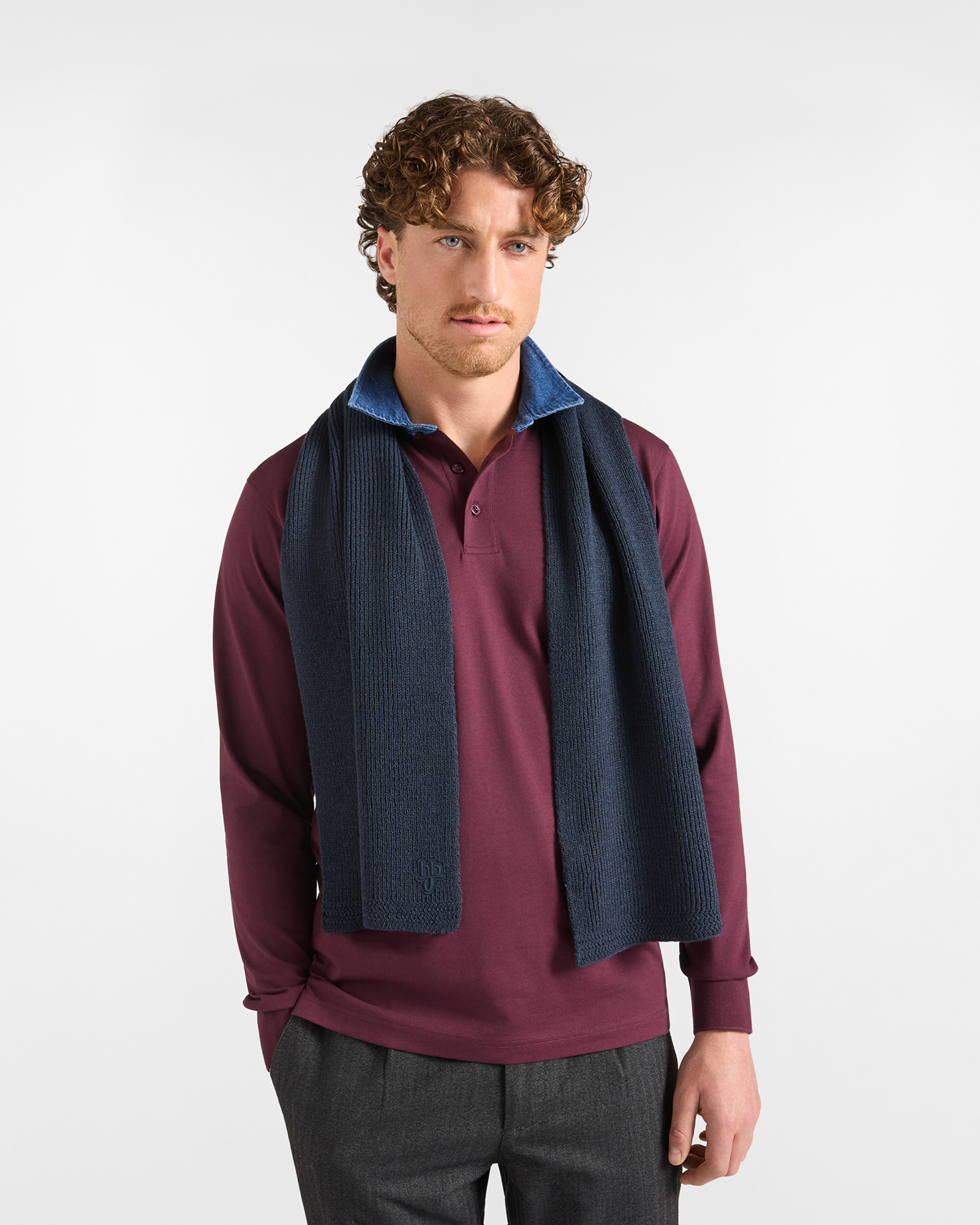 Sciarpa HBJ Uomo in Misto Lana Blu Scuro