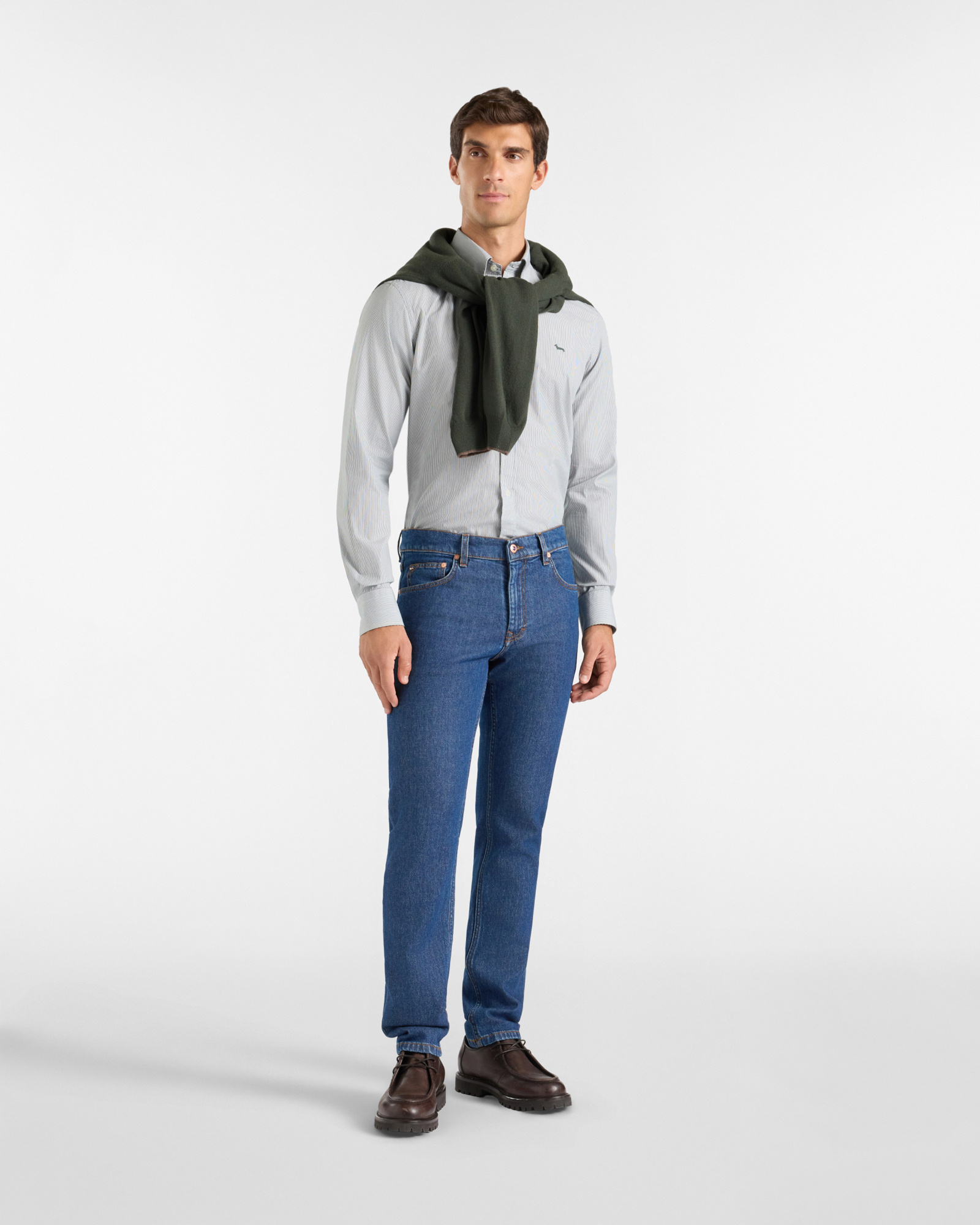 Men's regular-fit  yarn-dyed shirt with micro-stripe, BOTTLE GREEN, large image number 3