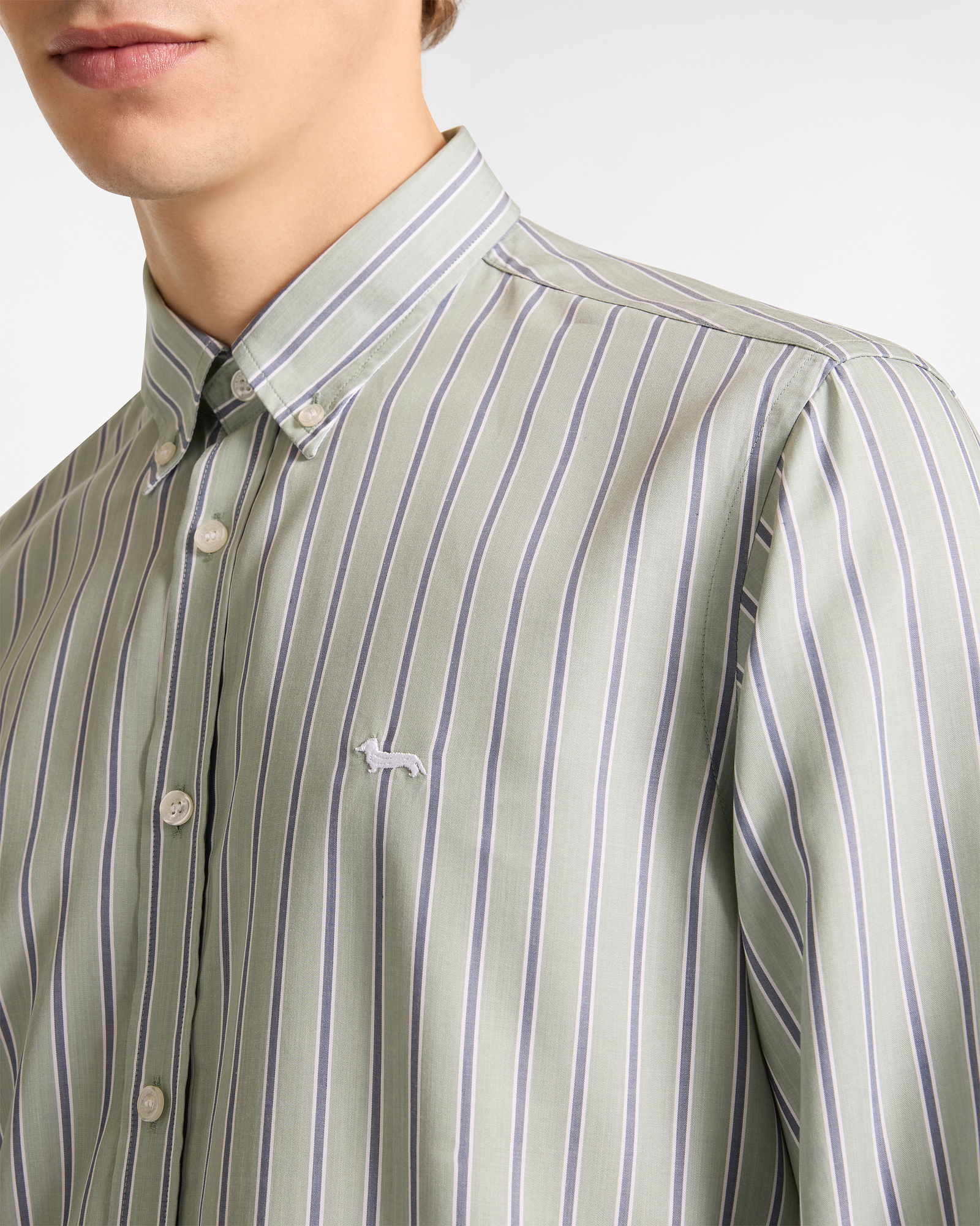 Striped Lyocell Shirt, Light Green, large image number 2