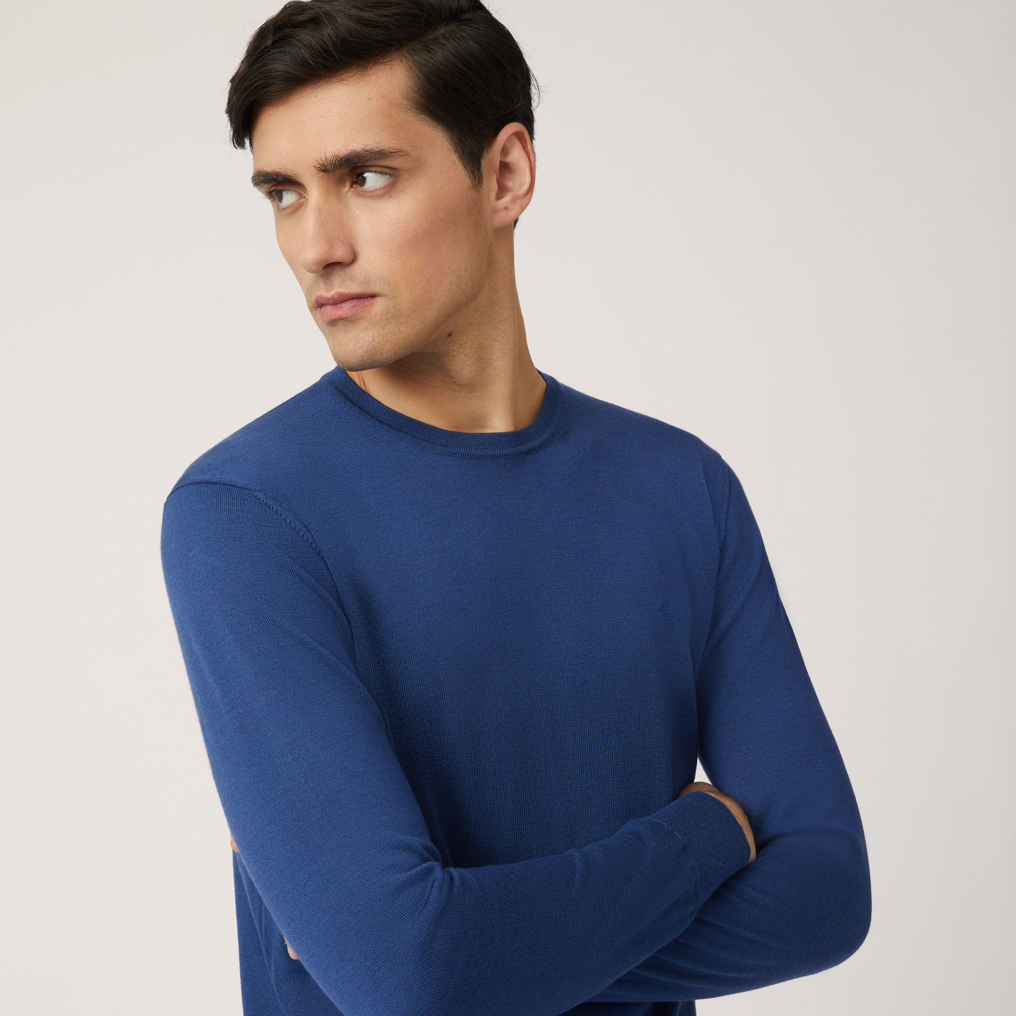 Merino Wool Crew-Neck Pullover, Light Blue, large image number 2