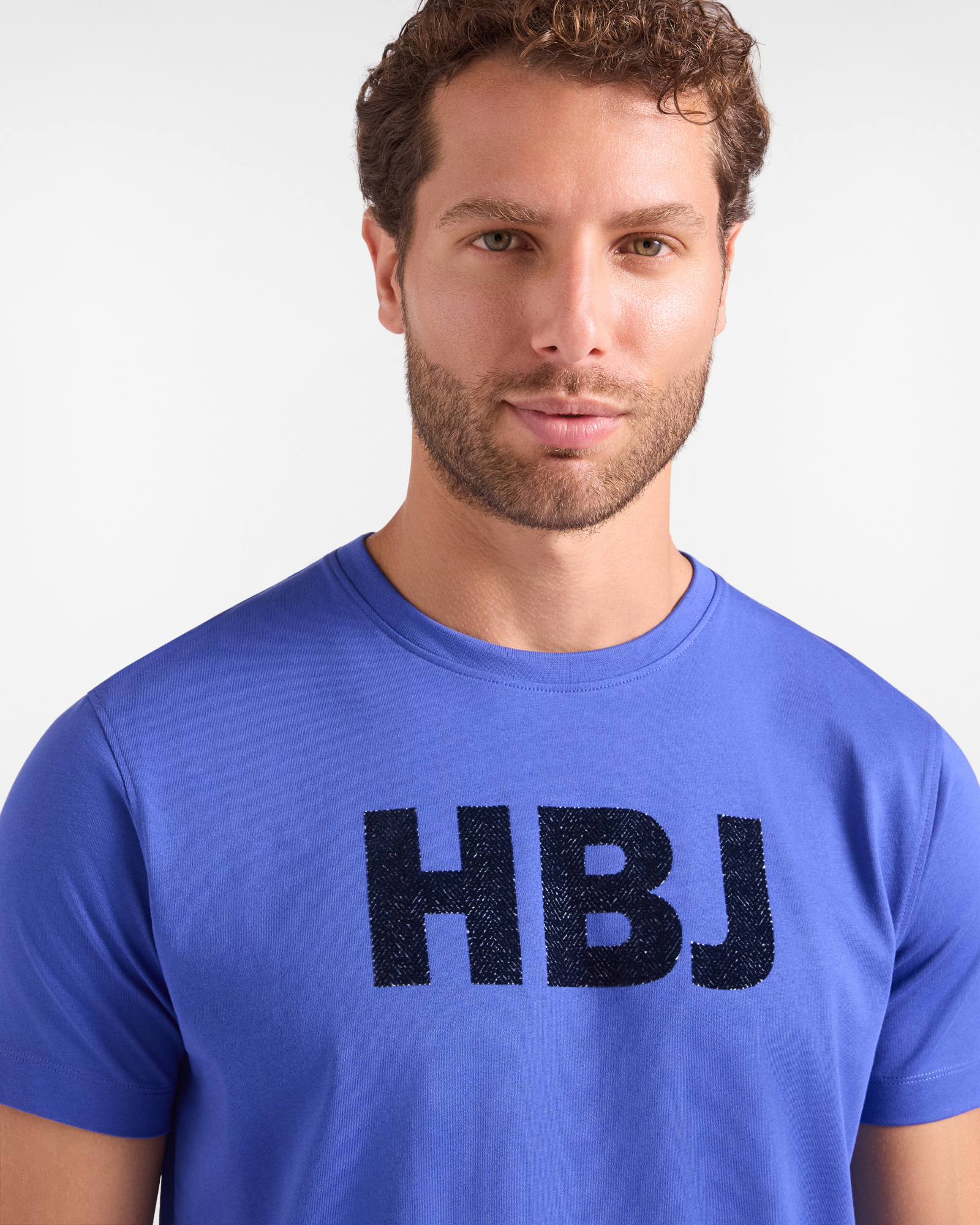 T-shirt HBJ Uomo con Stampa HBJ in Puro Cotone, BLU ELETTRICO, large