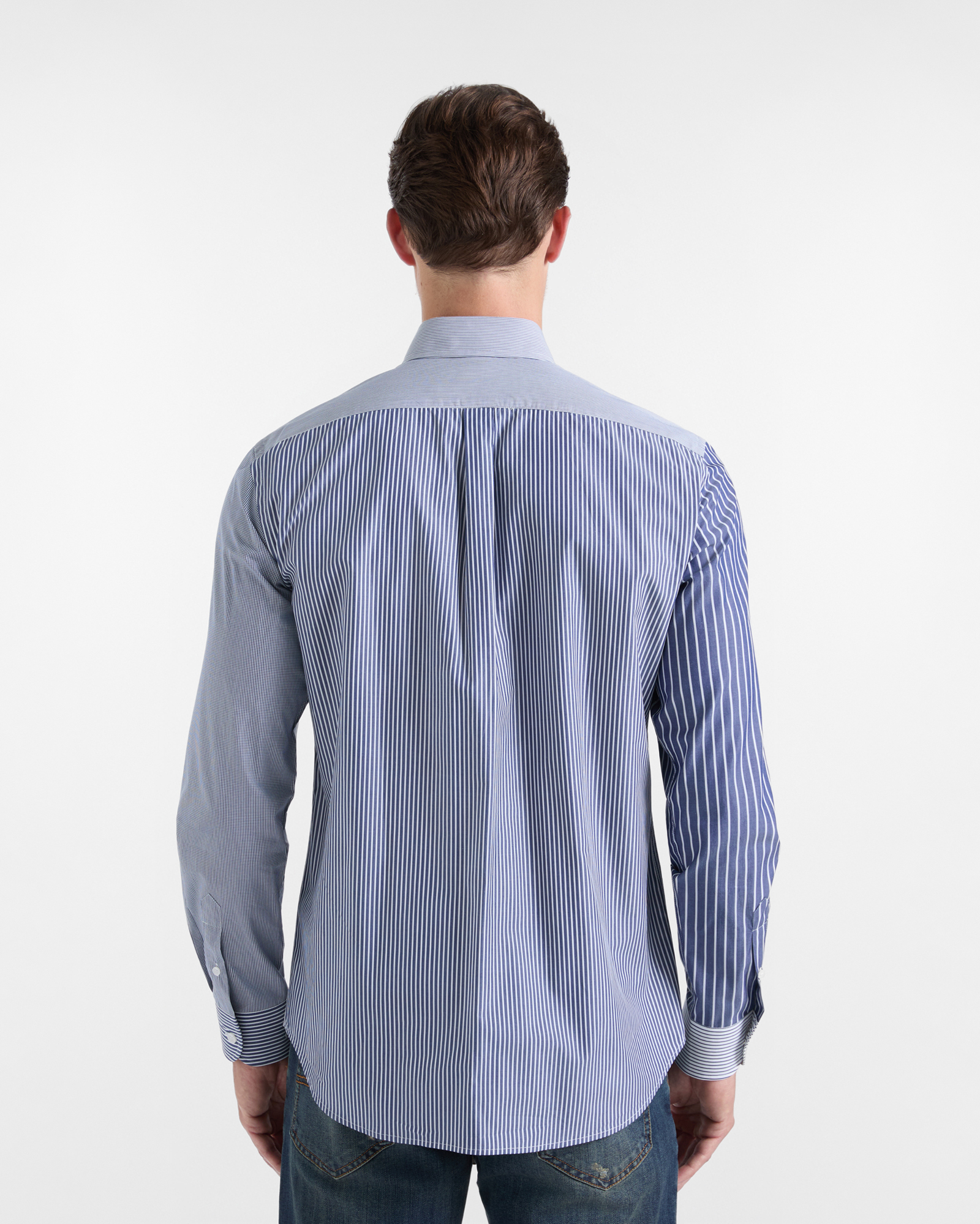 Camicia Piazzetta Uomo patchwork righe Regular Fit, BLUETTE, large